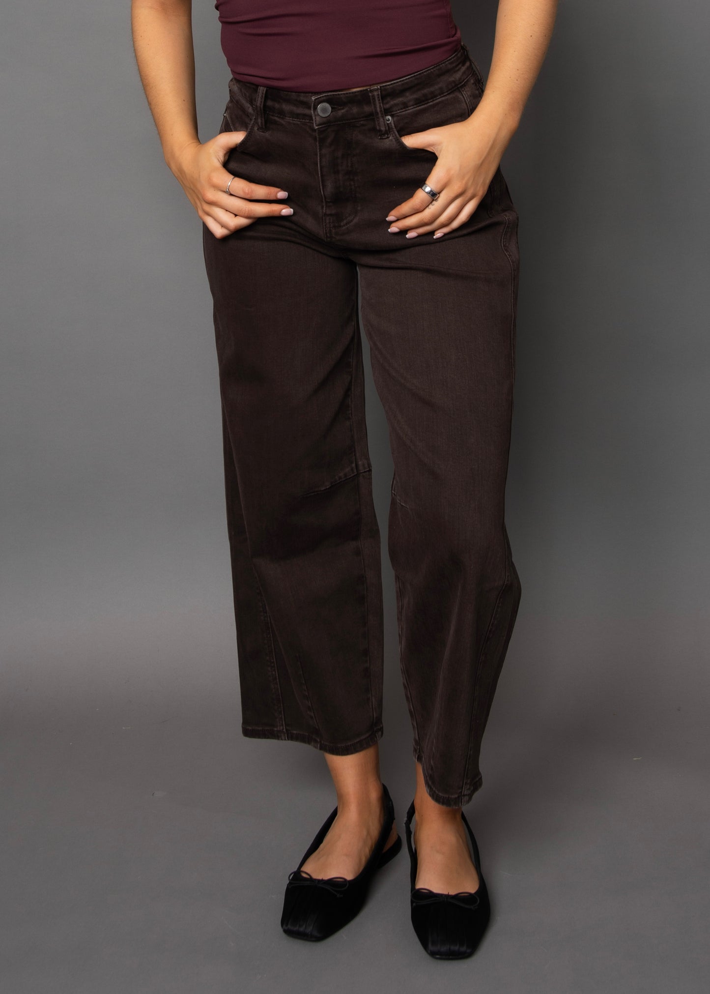 BARNI STRETCH TWILL BARREL PANT - JAVA BROWN
