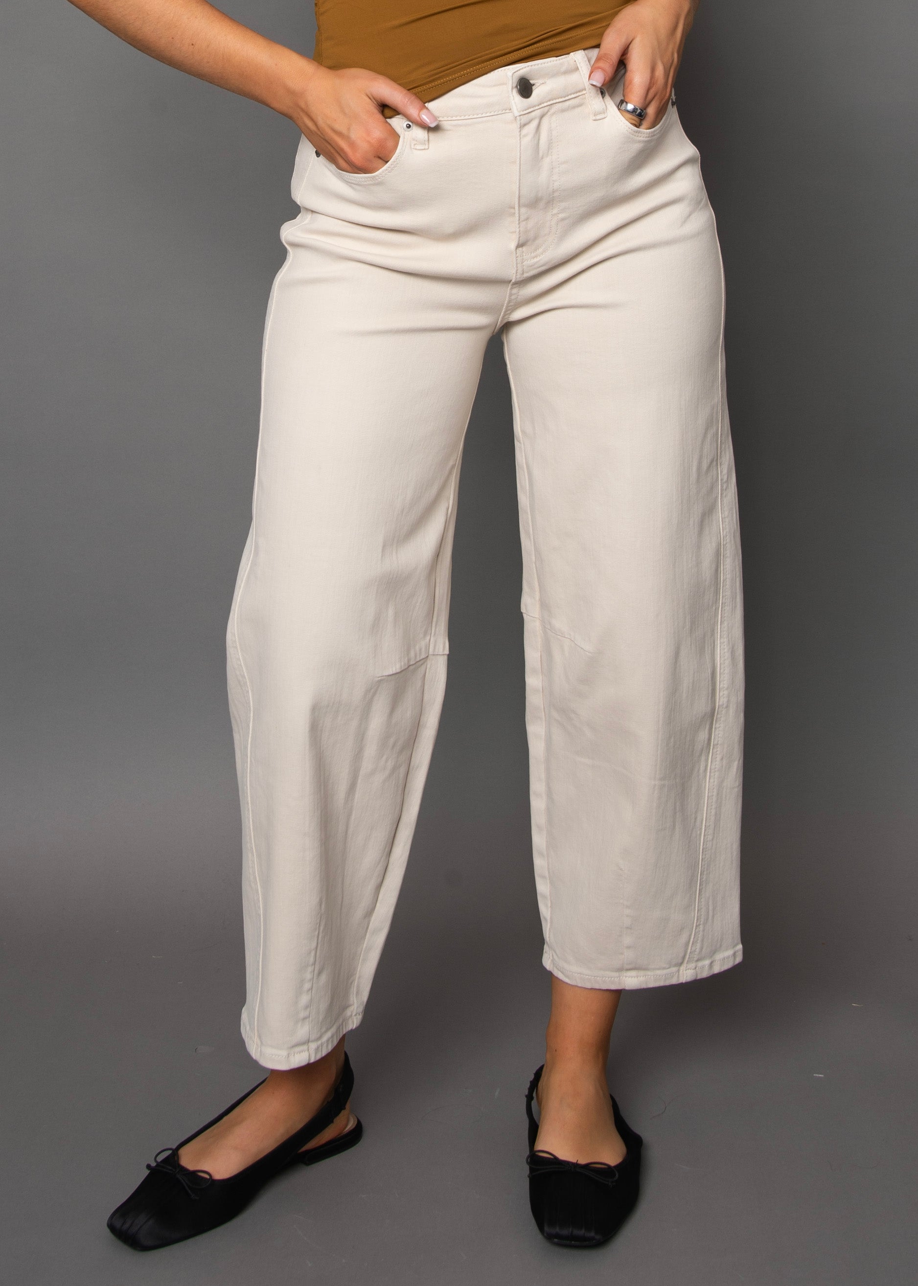 BARNI STRETCH BARREL PANT - NATURAL