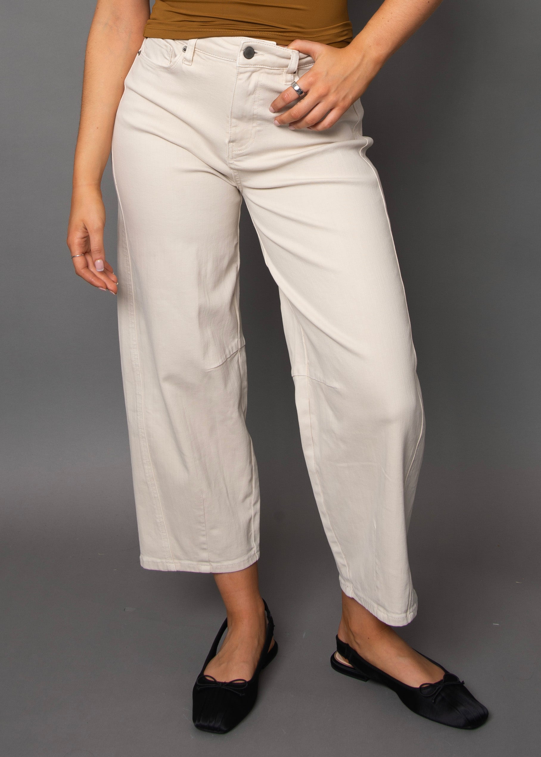 BARNI STRETCH BARREL PANT - NATURAL