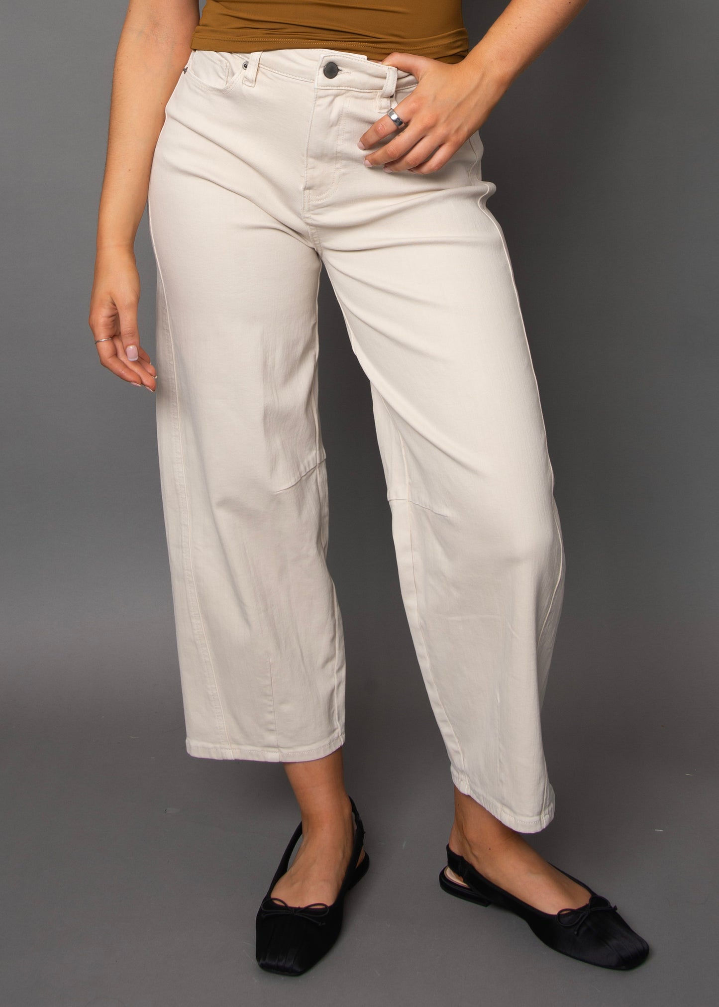 BARNI STRETCH BARREL PANT - NATURAL