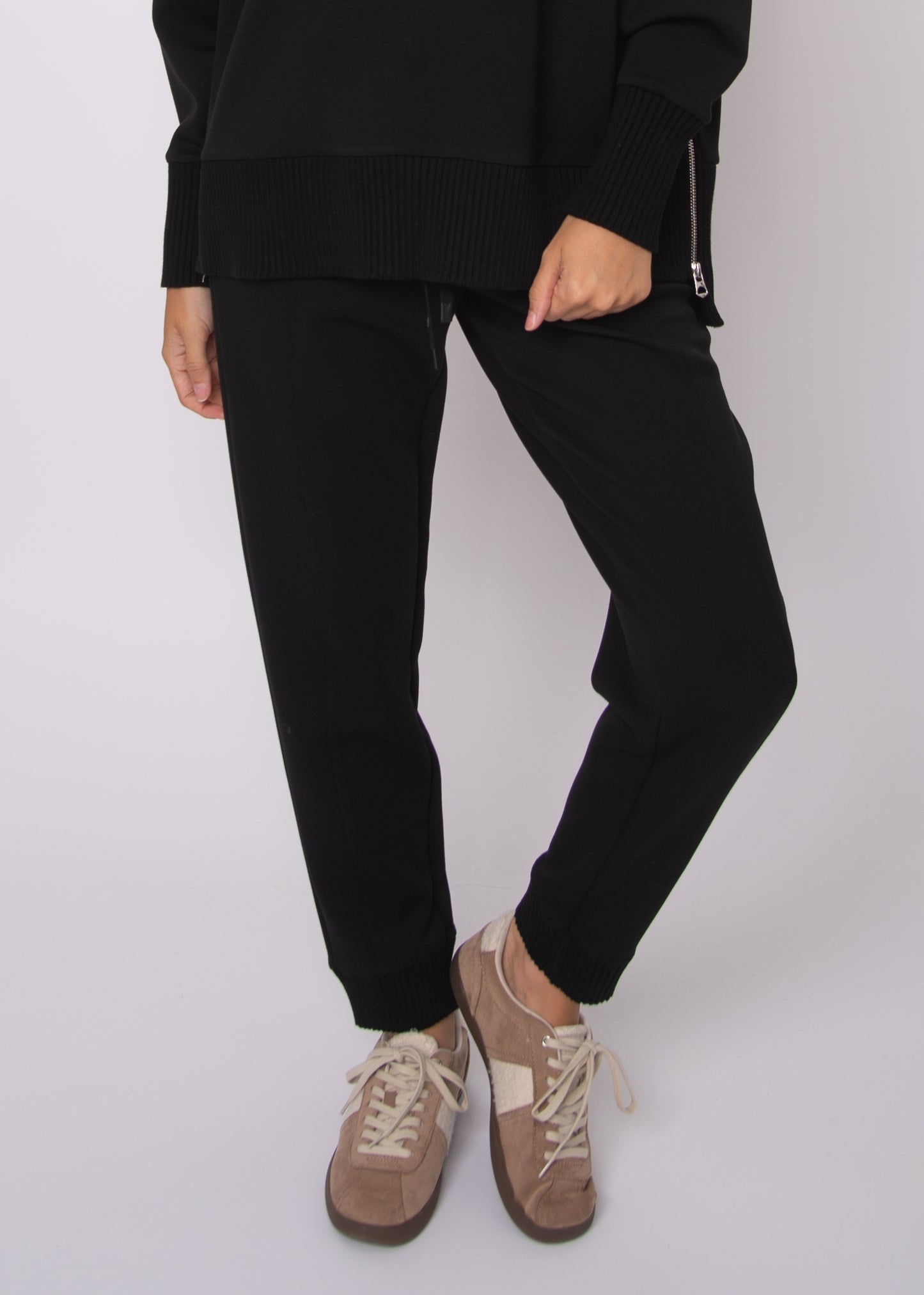 JOSELLE SOFT KNIT RIB JOGGERS - BLACK