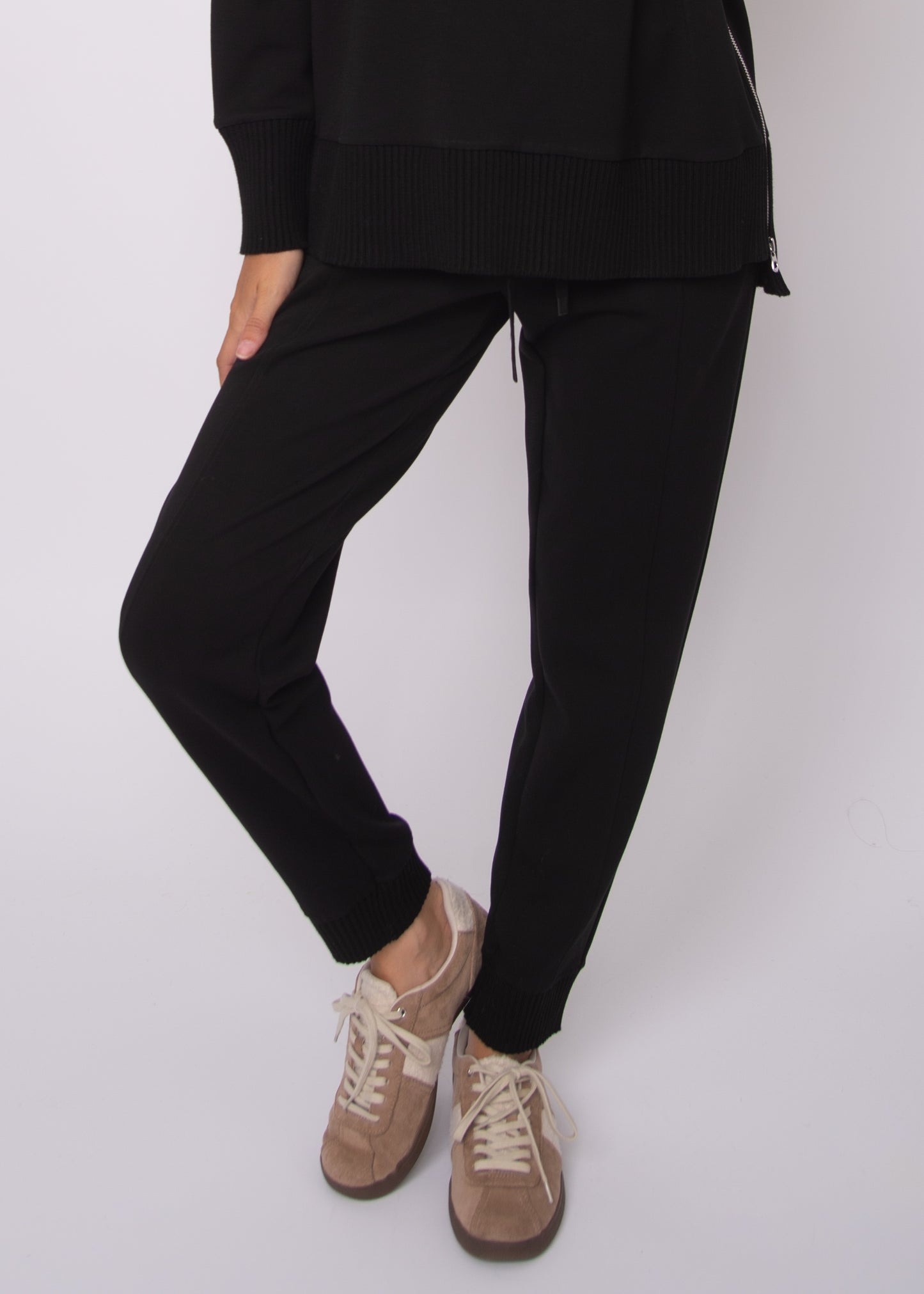 JOSELLE SOFT KNIT RIB JOGGERS - BLACK