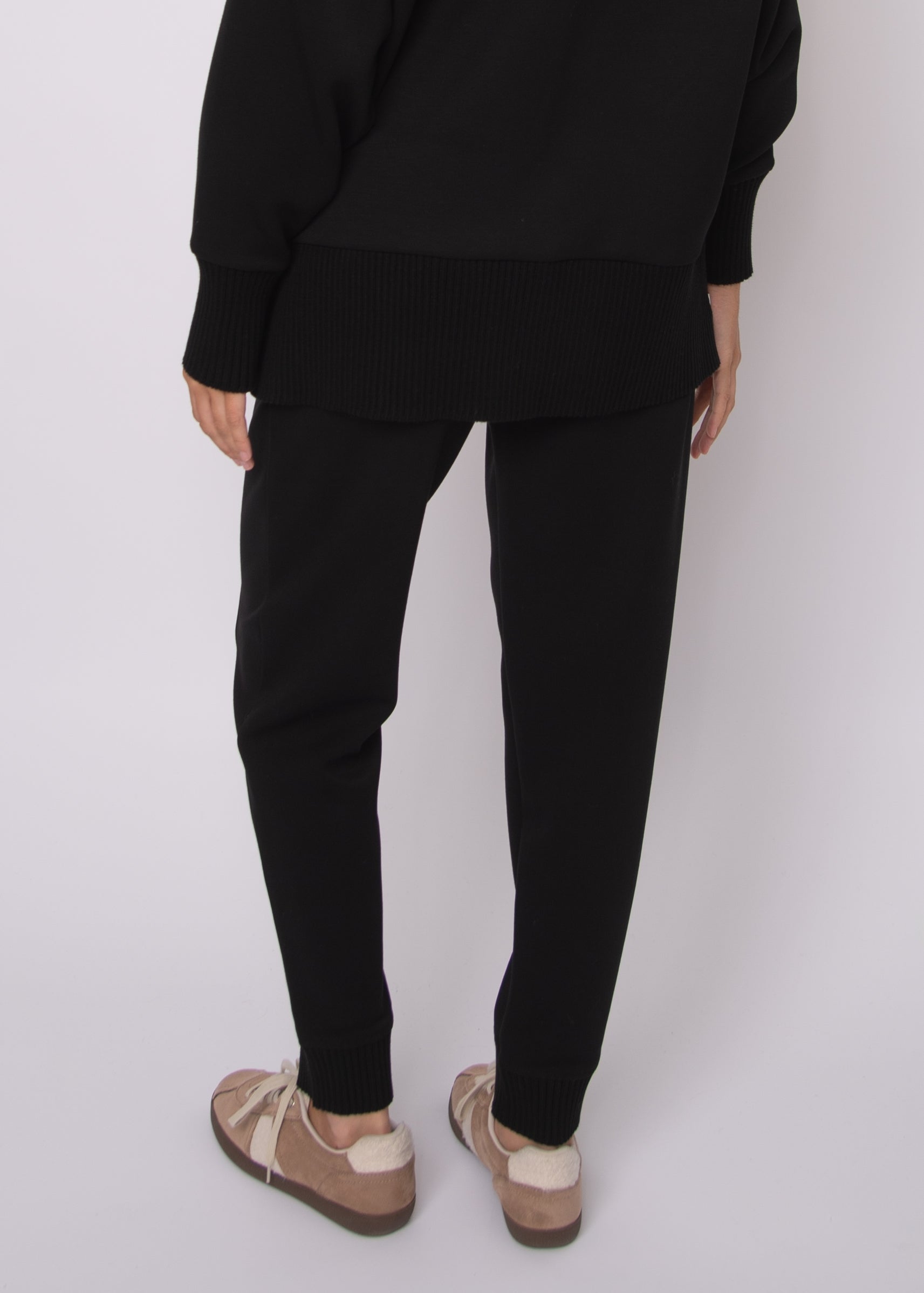 JOSELLE SOFT KNIT RIB JOGGERS - BLACK