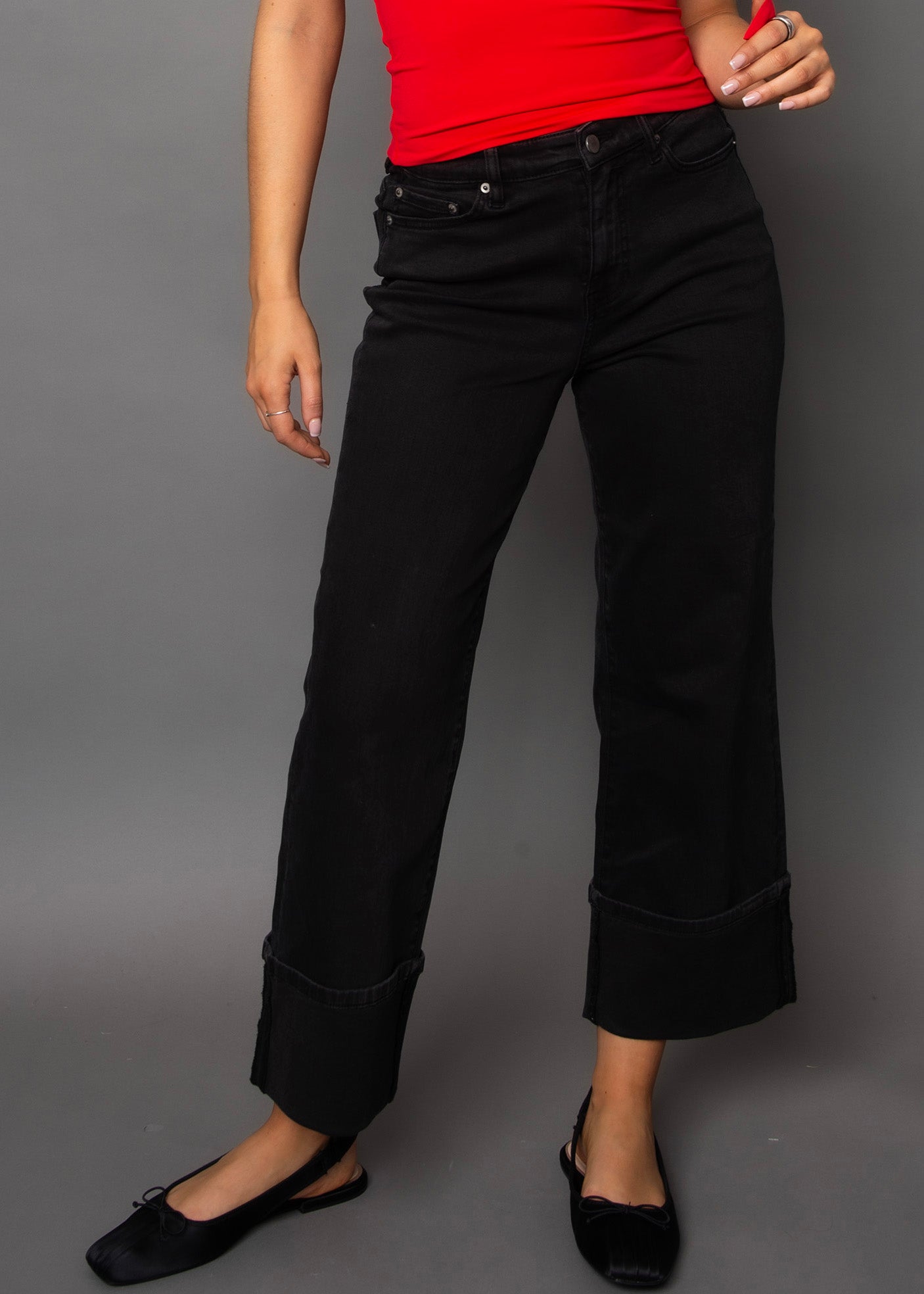 CARLA STRETCH CUFF PANT - BLACK