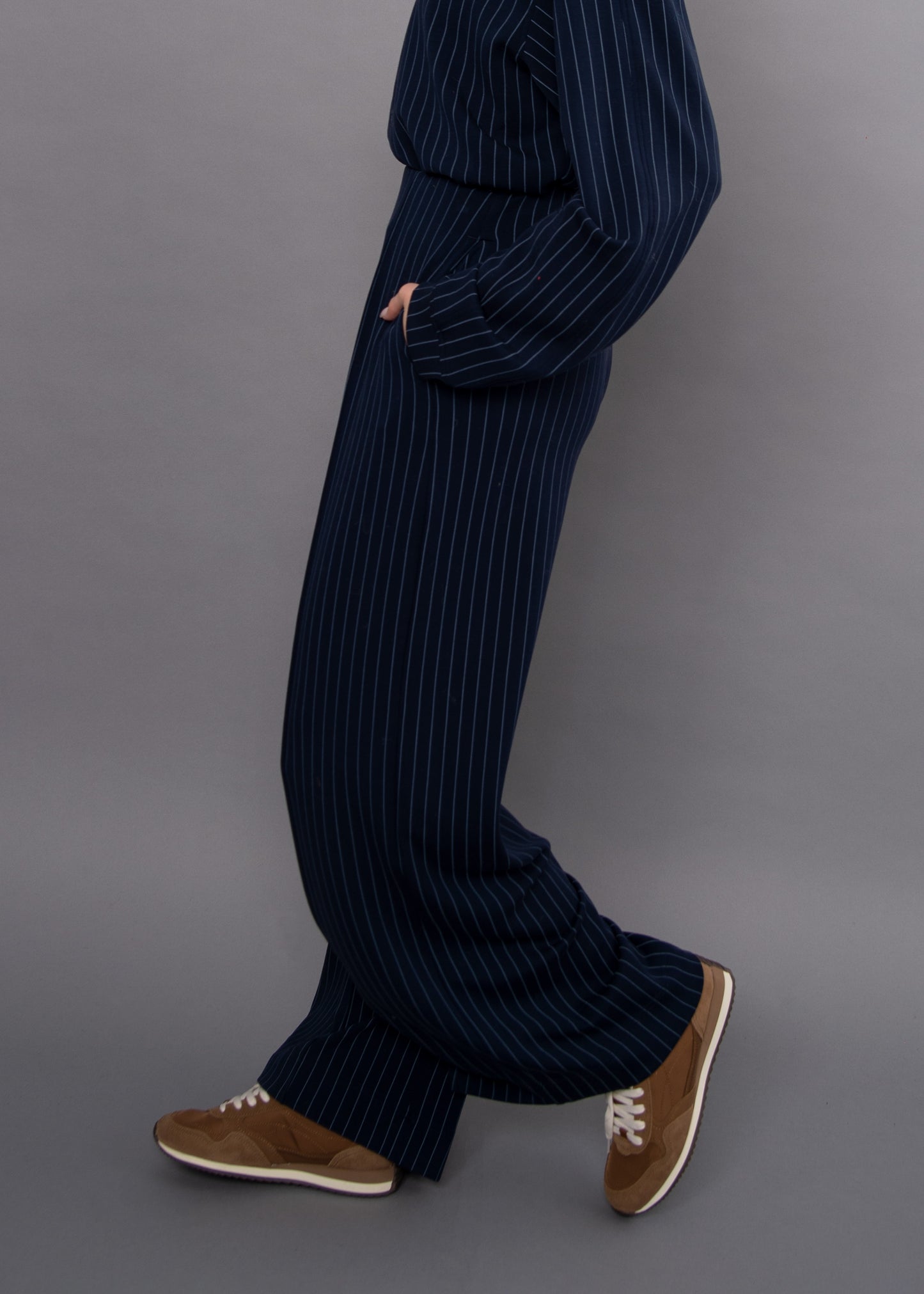 PHOEBE STRIPED SOFT KNIT PANT - NAVY