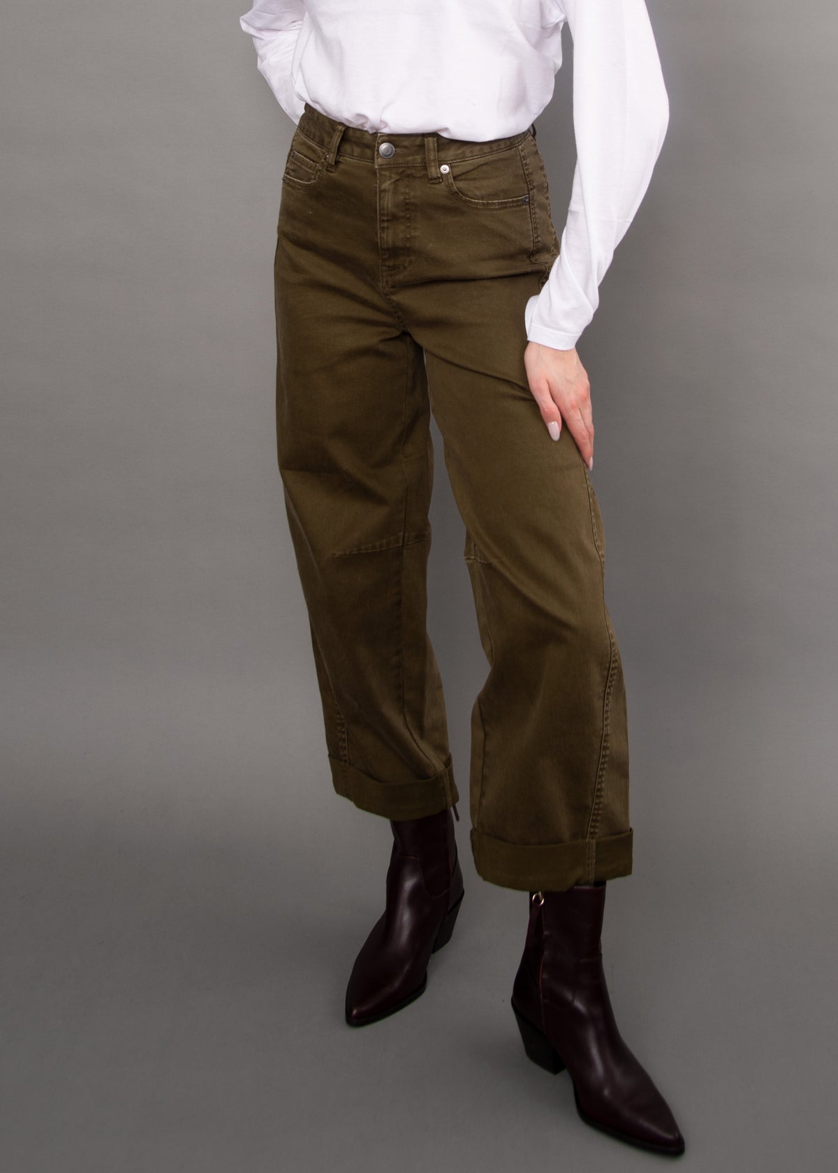 BARNI BARREL PANT - OLIVE