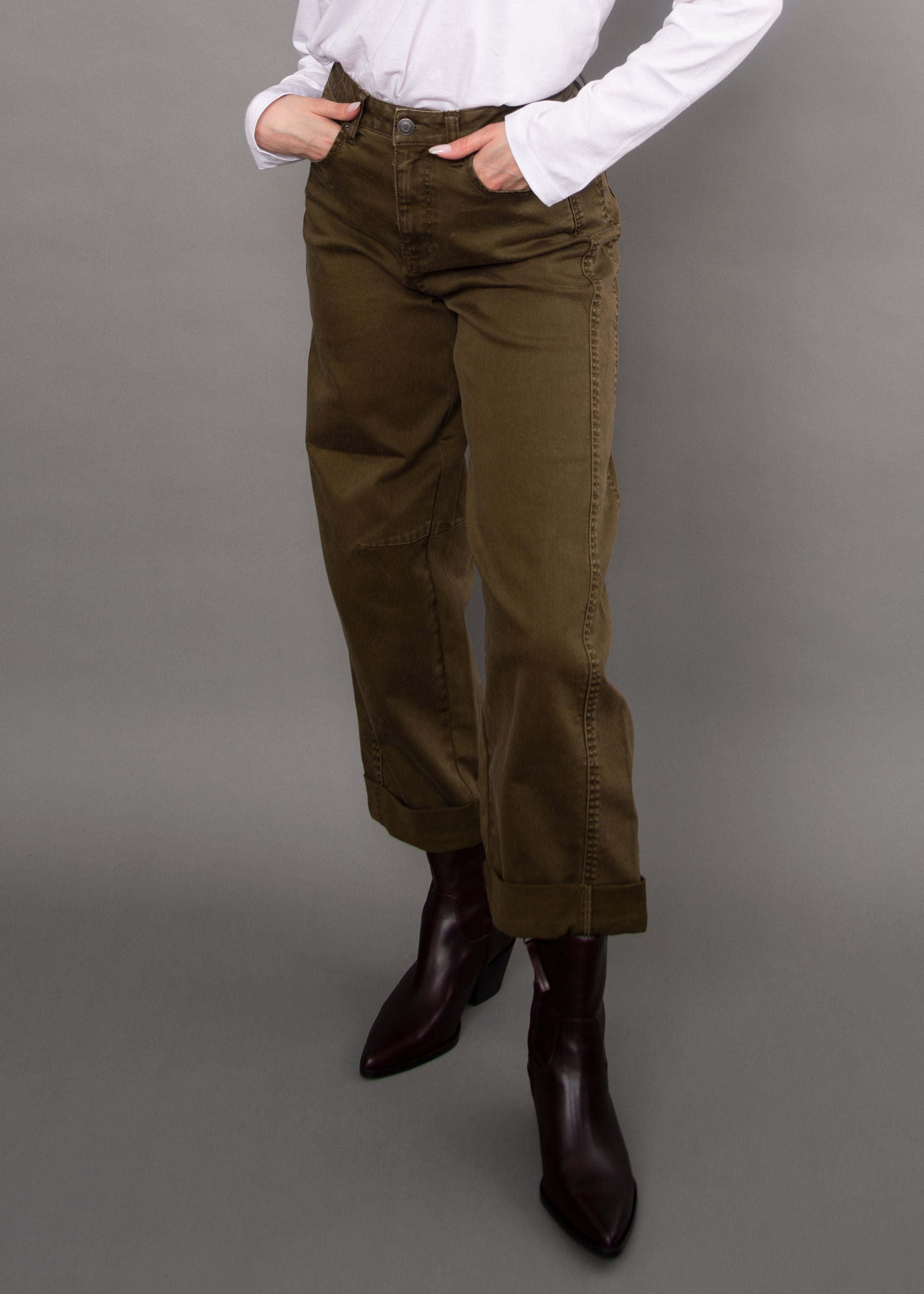 BARNI BARREL PANT - OLIVE