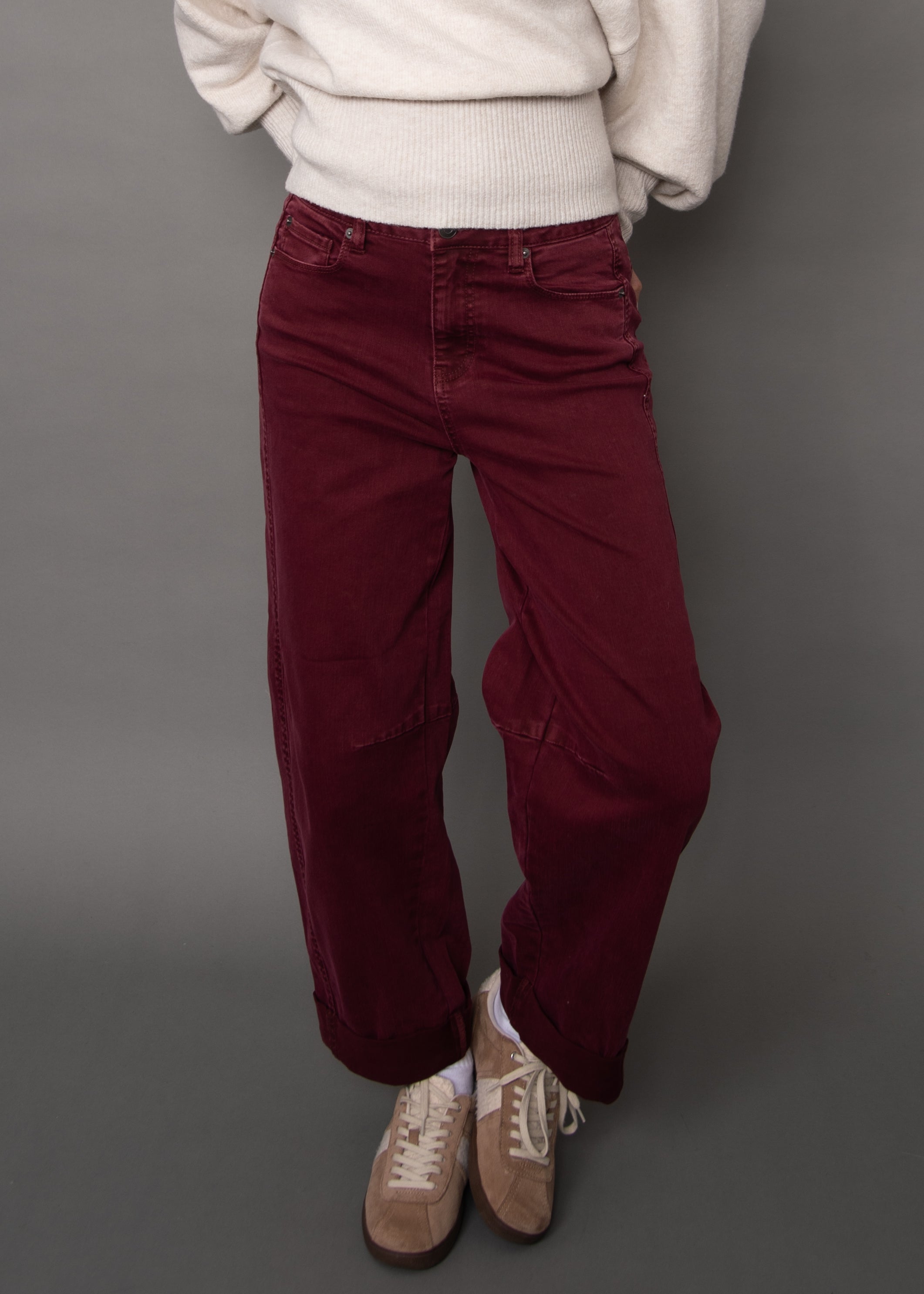 BARNI BARREL PANT - BURGUNDY