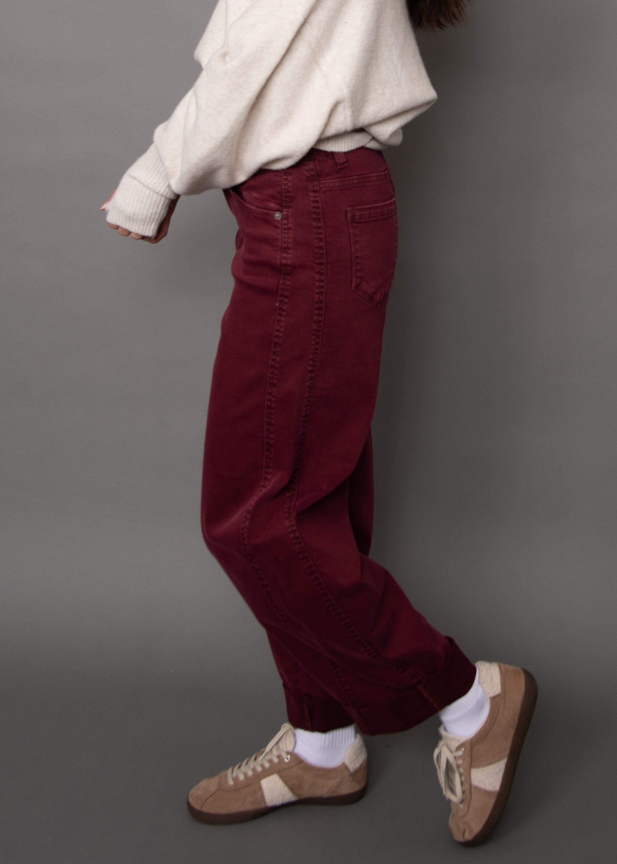 BARNI BARREL PANT - BURGUNDY