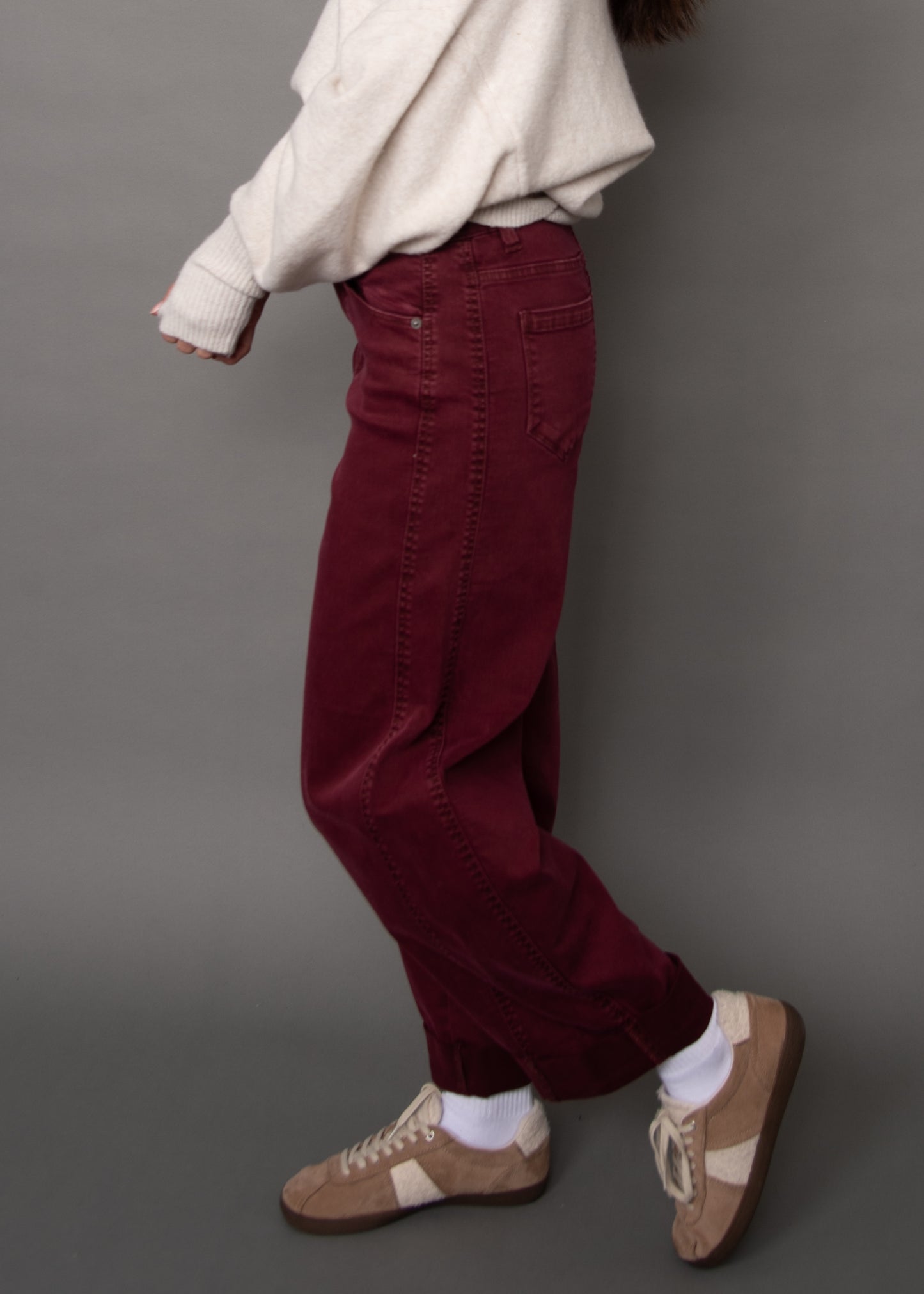 BARNI BARREL PANT - BURGUNDY