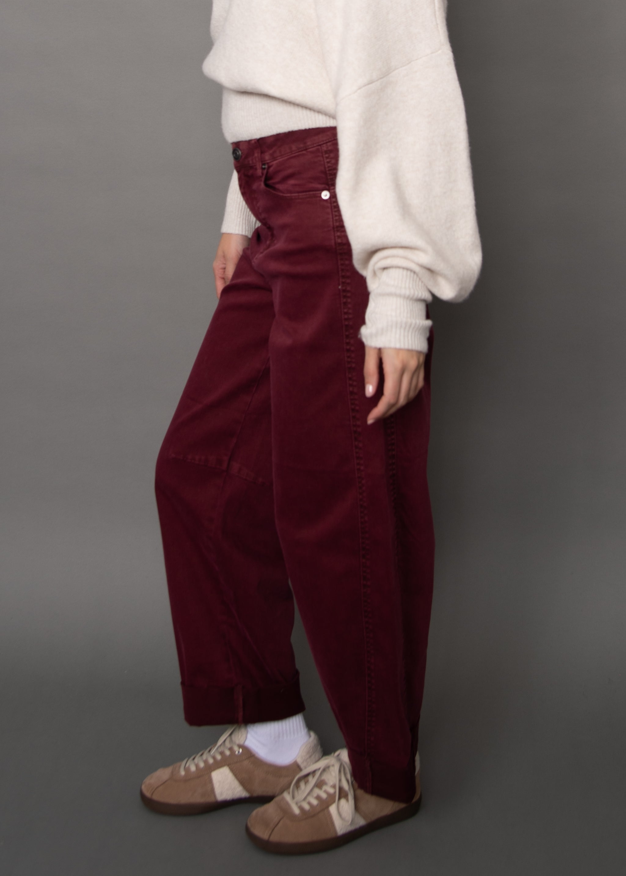 BARNI BARREL PANT - BURGUNDY