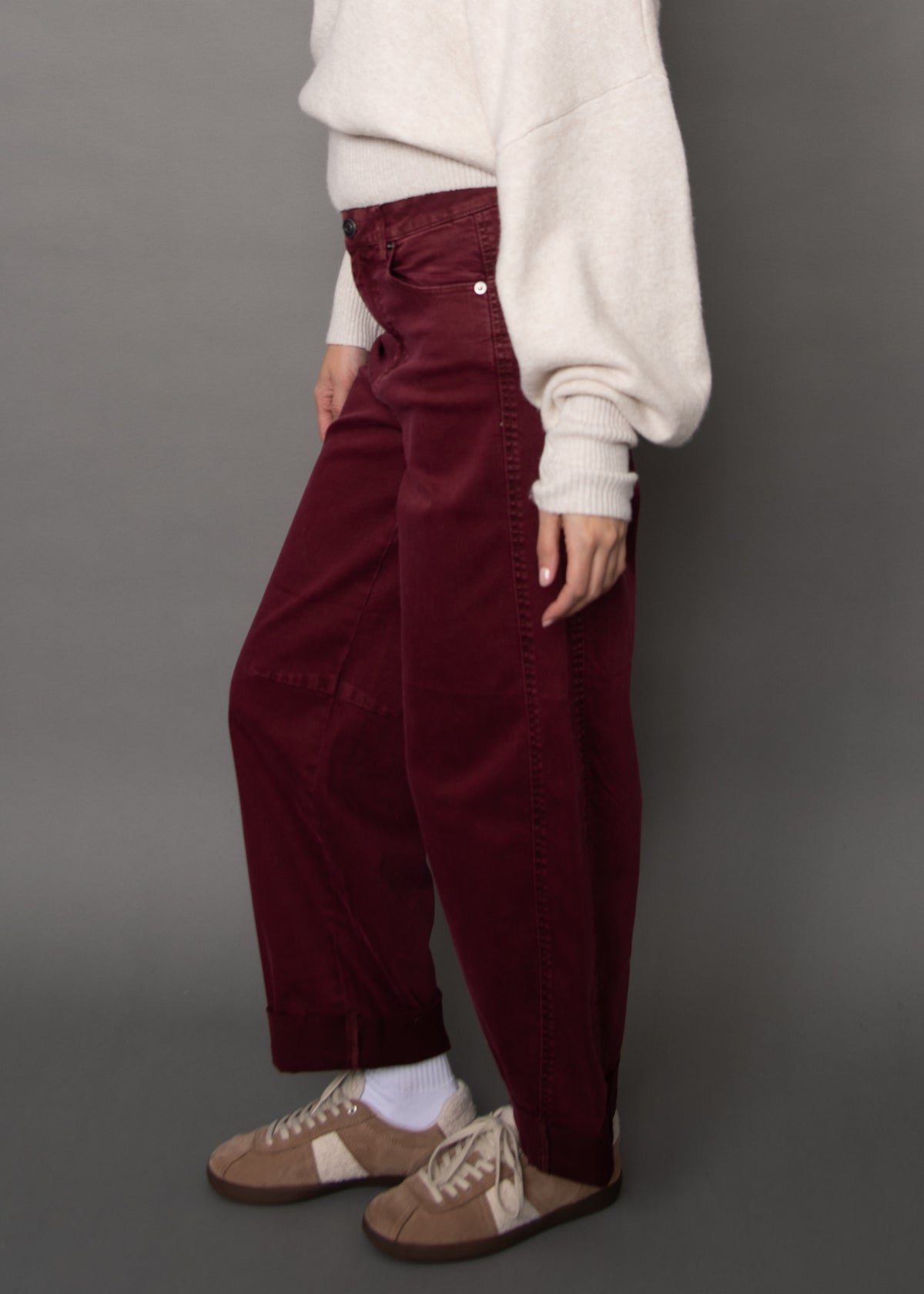 BARNI BARREL PANT - BURGUNDY