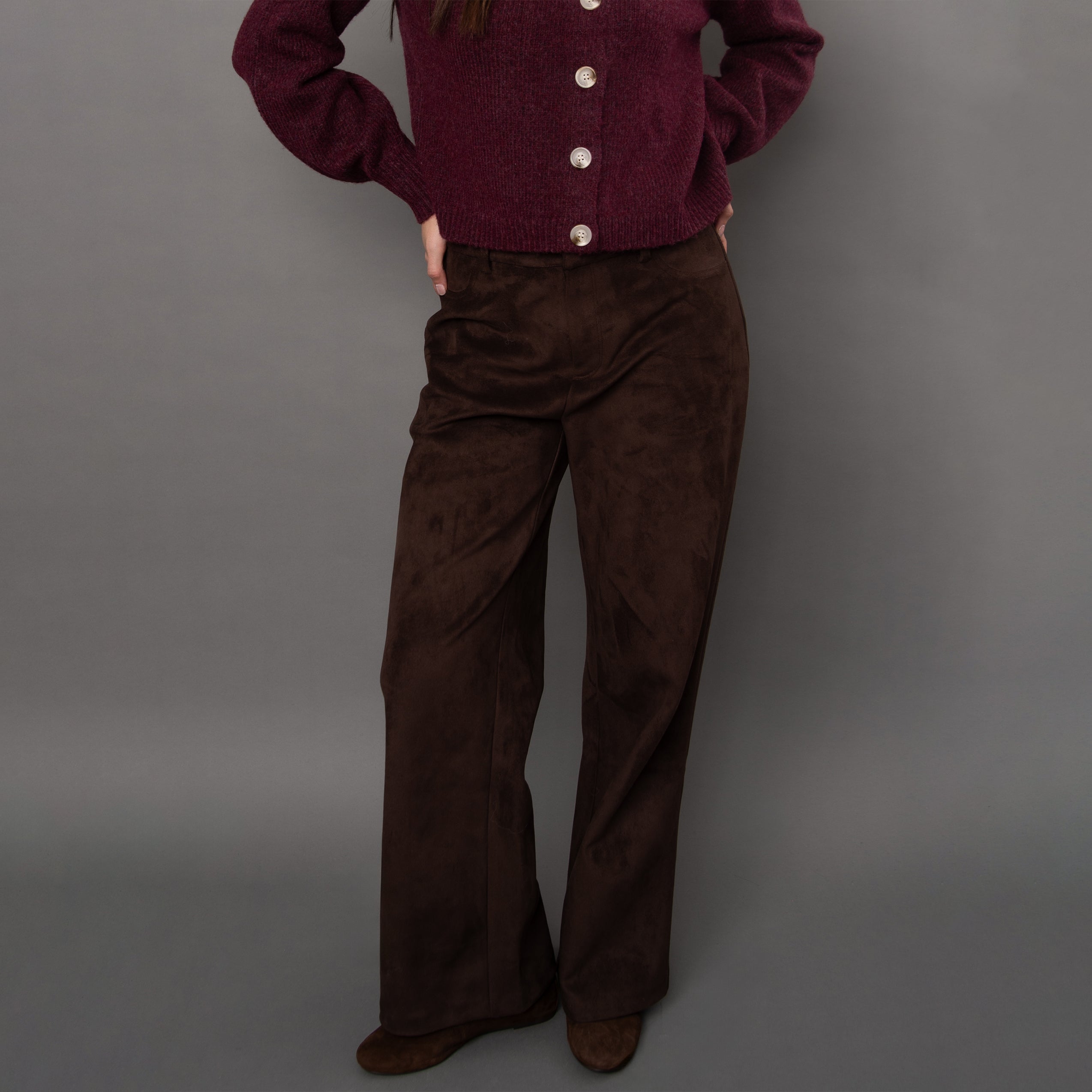 PERRA SUEDE PANT - DEEP BROWN