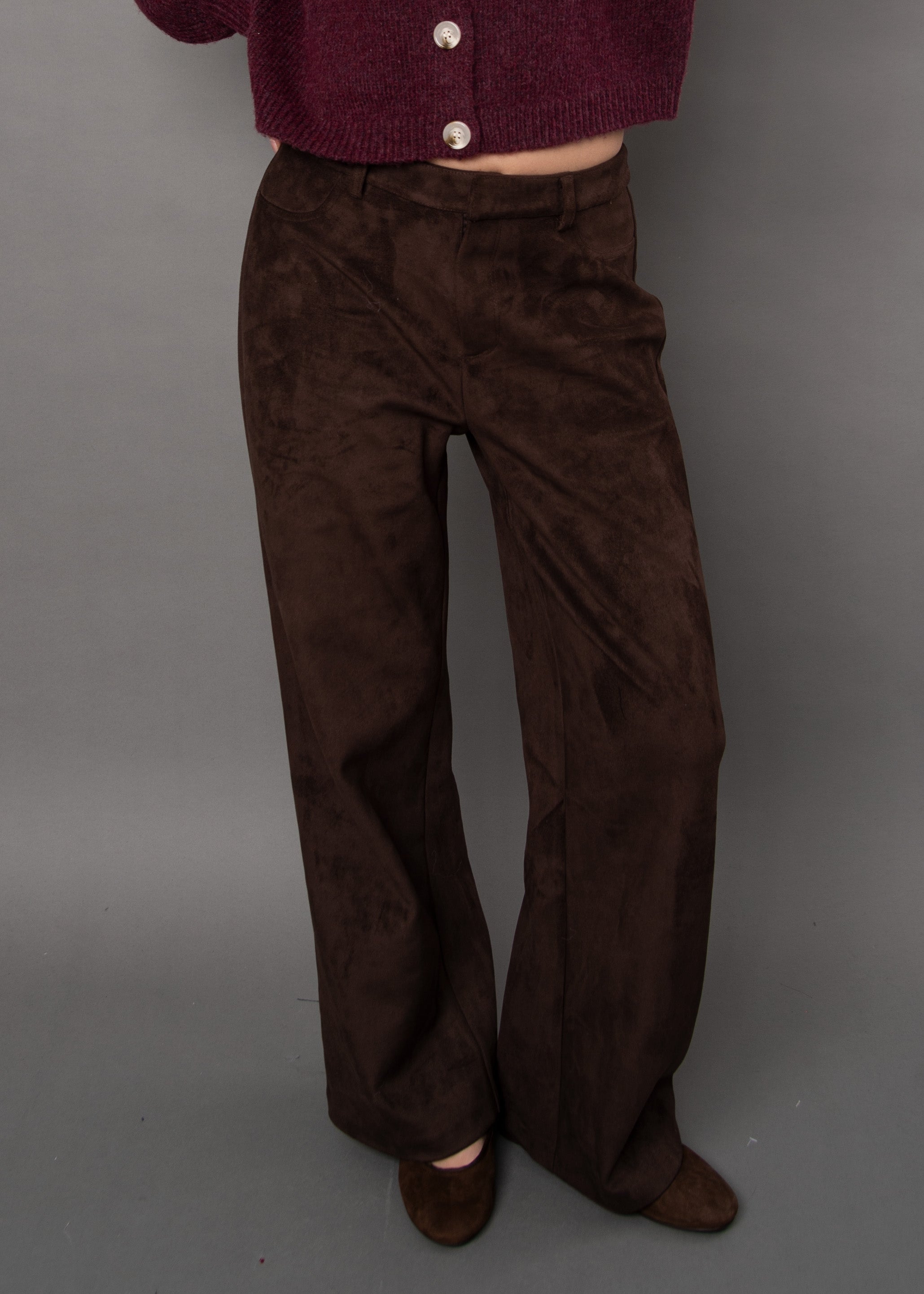 PERRA SUEDE PANT - DEEP BROWN