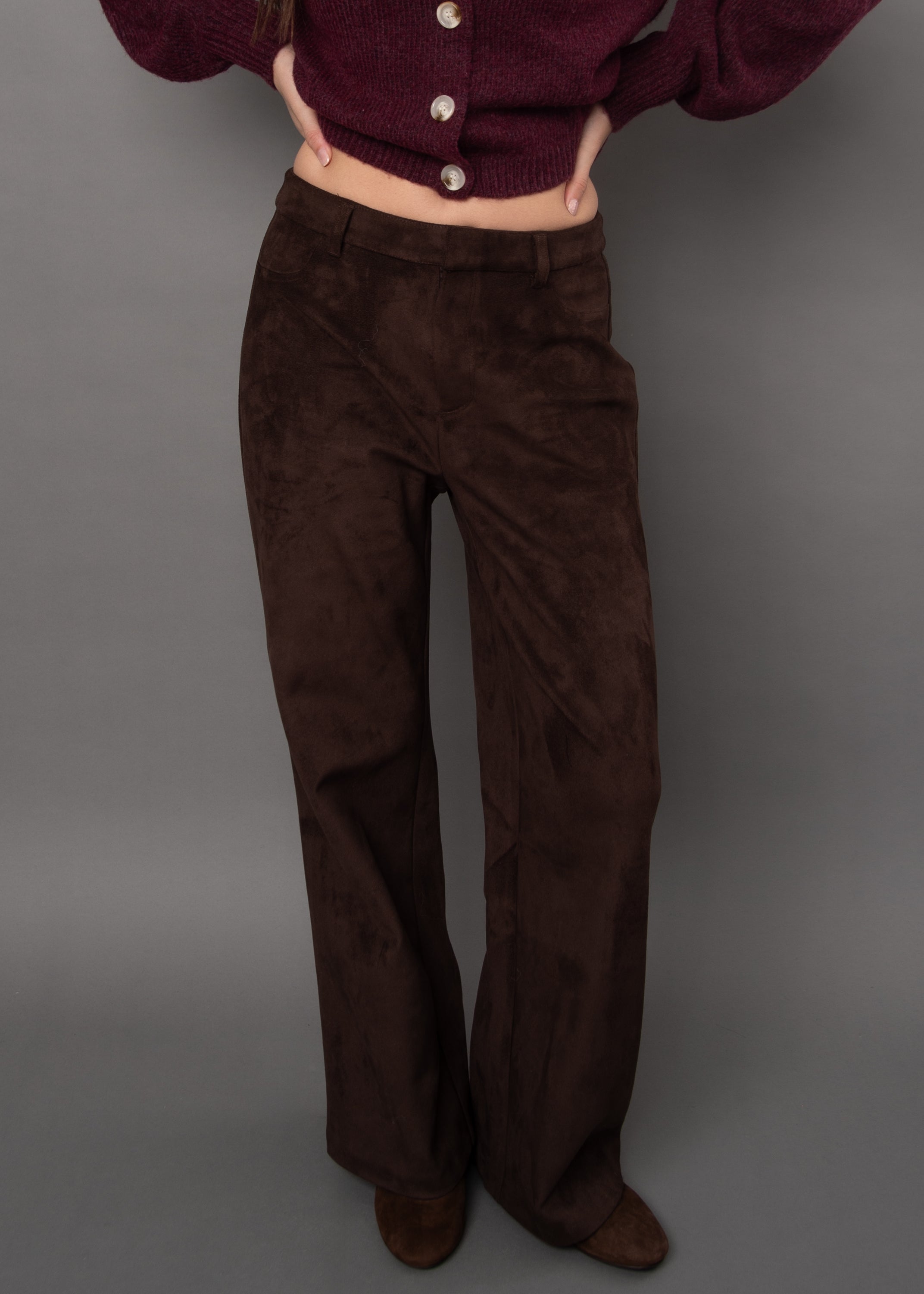 PERRA SUEDE PANT - DEEP BROWN