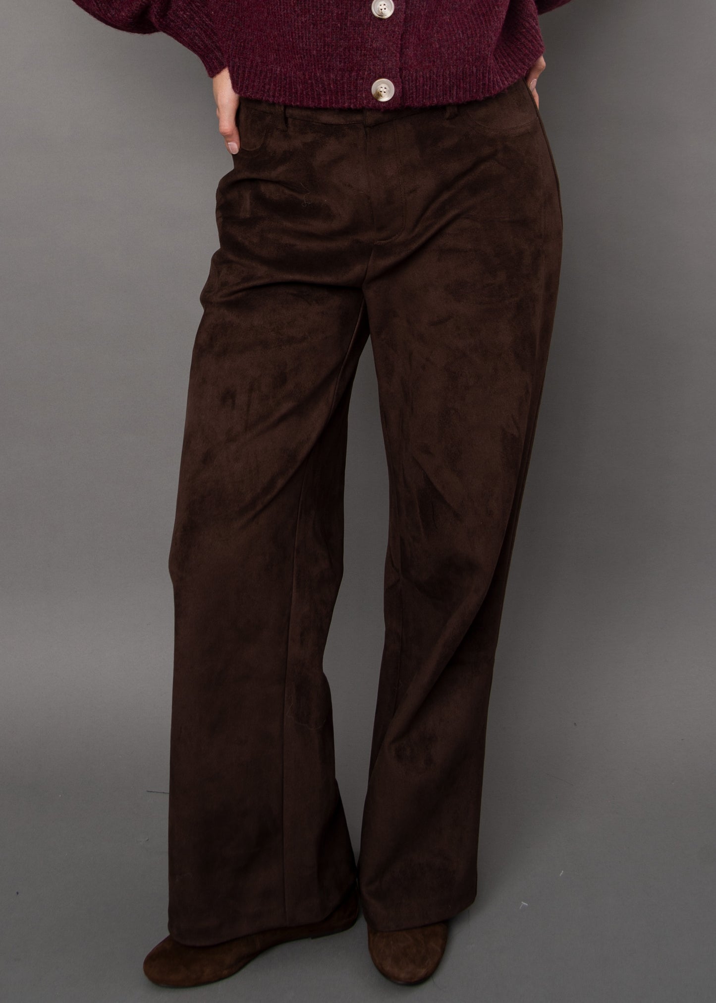 PERRA SUEDE PANT - DEEP BROWN