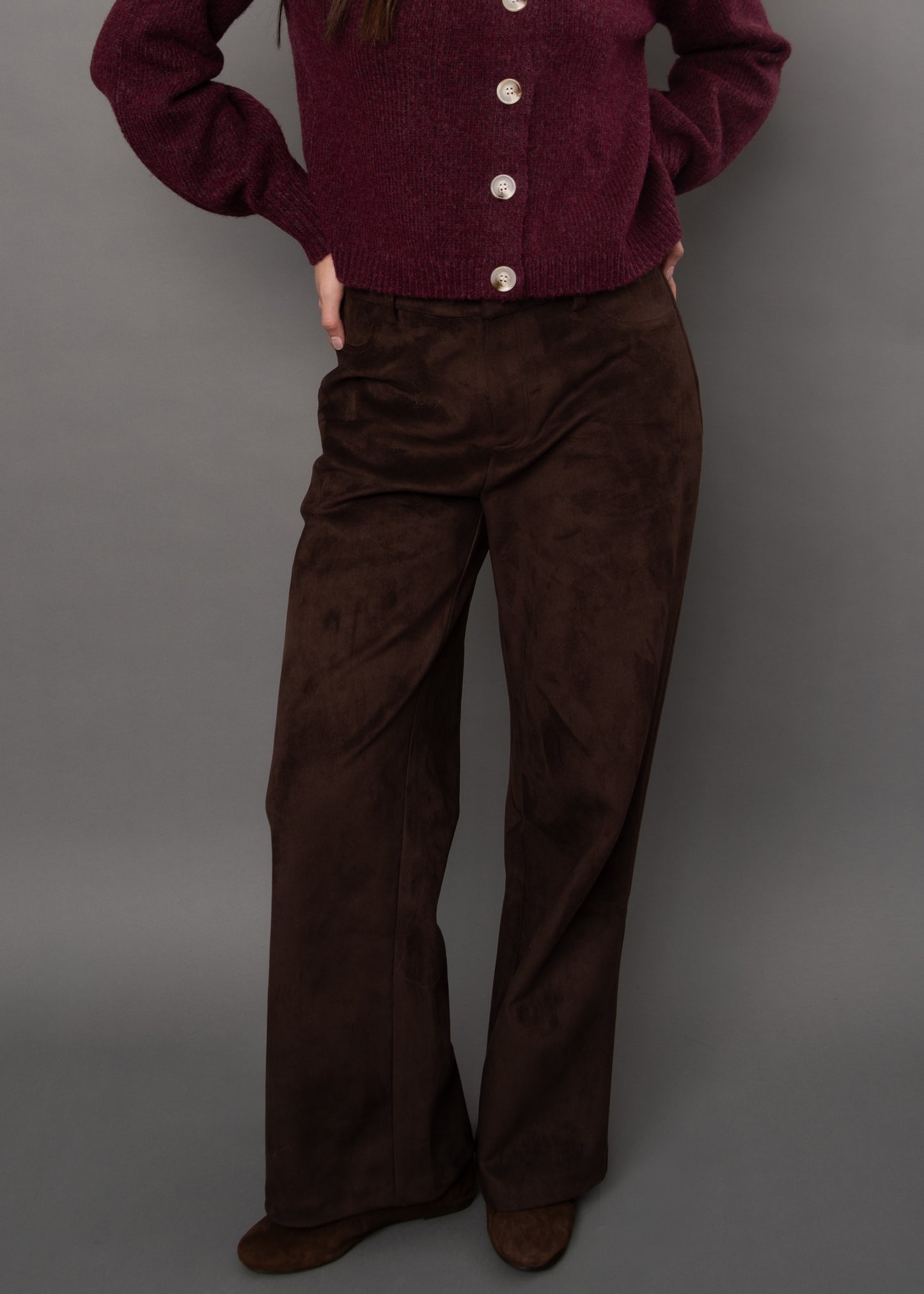 PERRA SUEDE PANT - DEEP BROWN