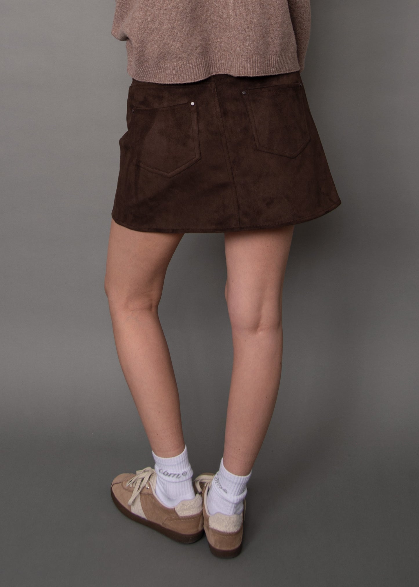 MISSY SUEDE SKIRT - DEEP BROWN