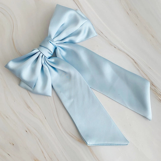 DOUBLE SATIN BOW HAIR CLIP (VARIOUS COLOURS)