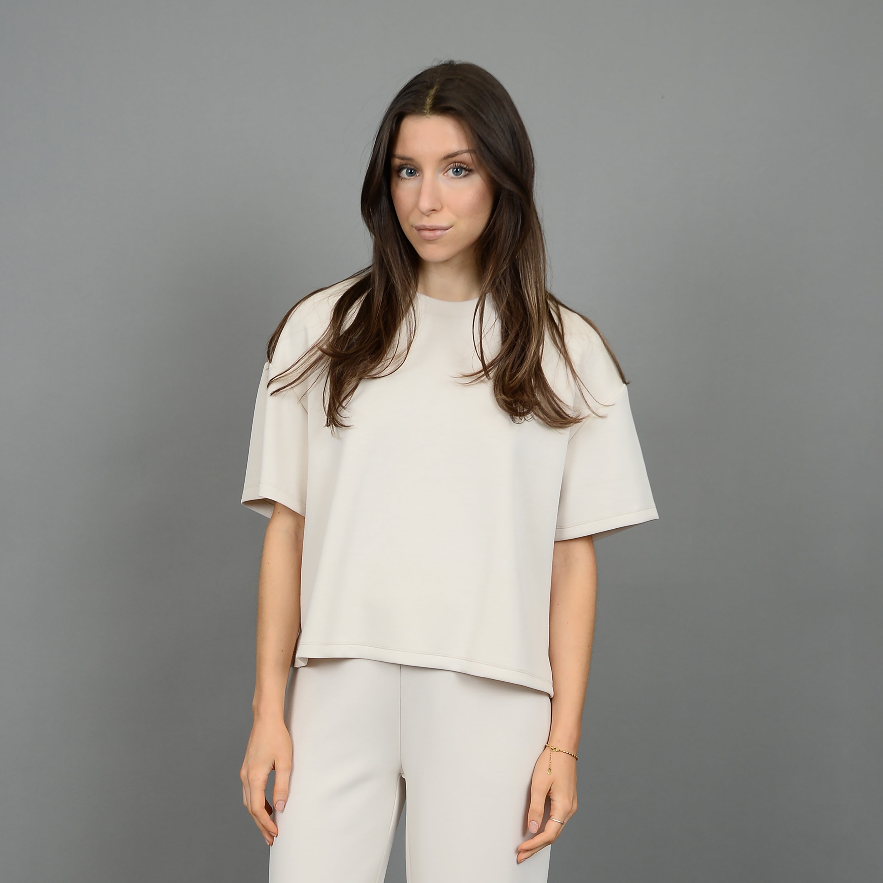 TESS KNIT TEE -  STONE