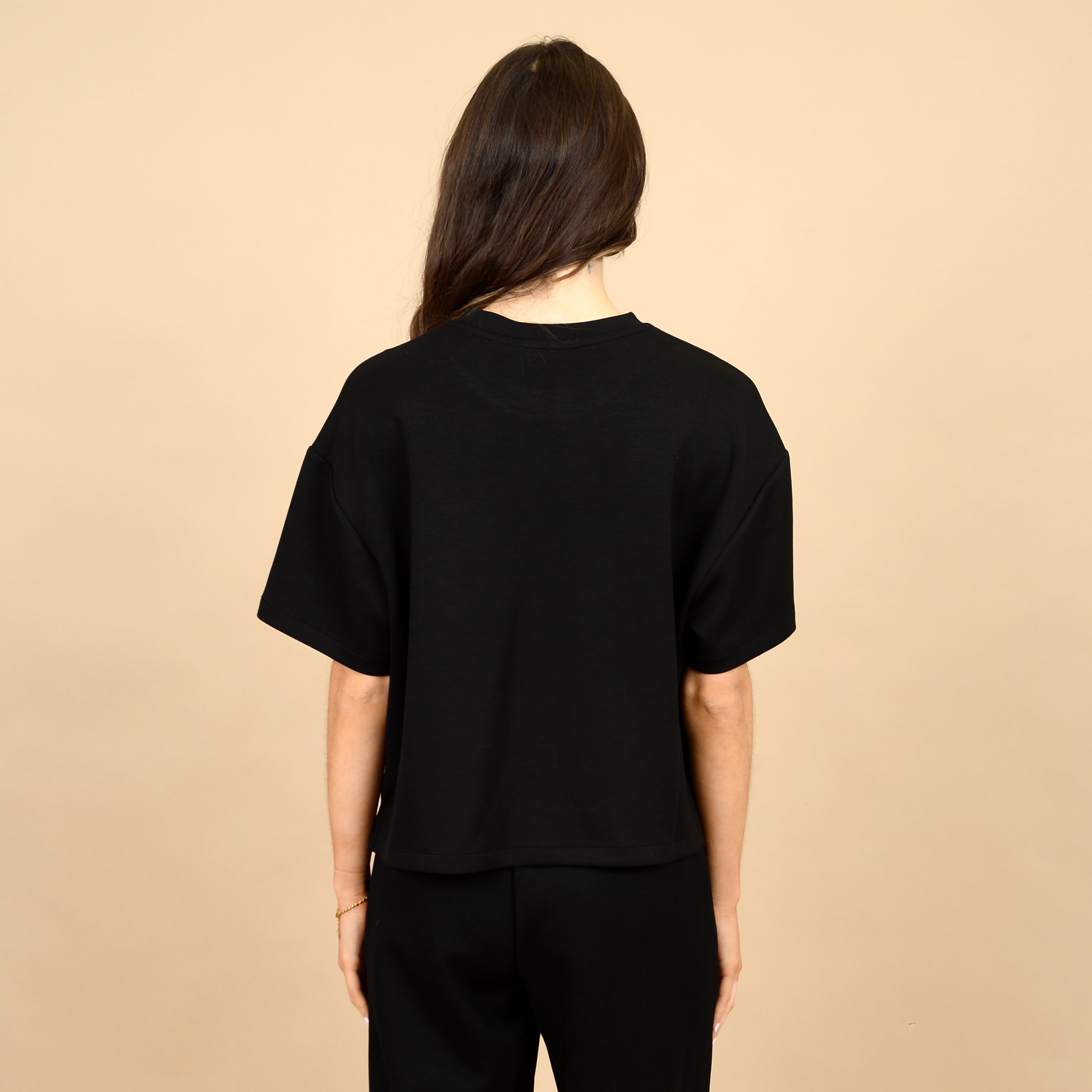 TESS KNIT TEE -  BLACK