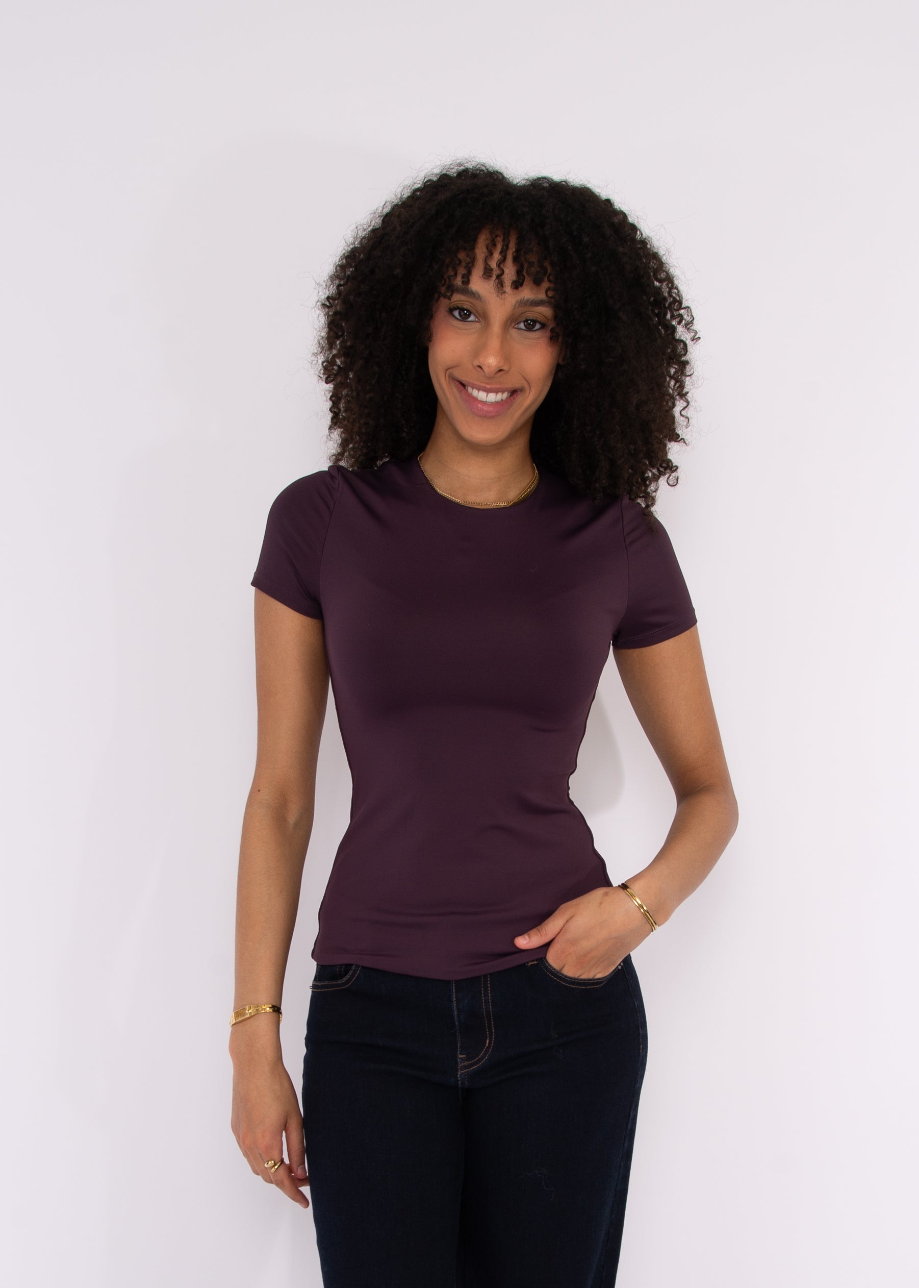 ROXI 23 SHORT SLEEVE TOP - DEEP PLUM