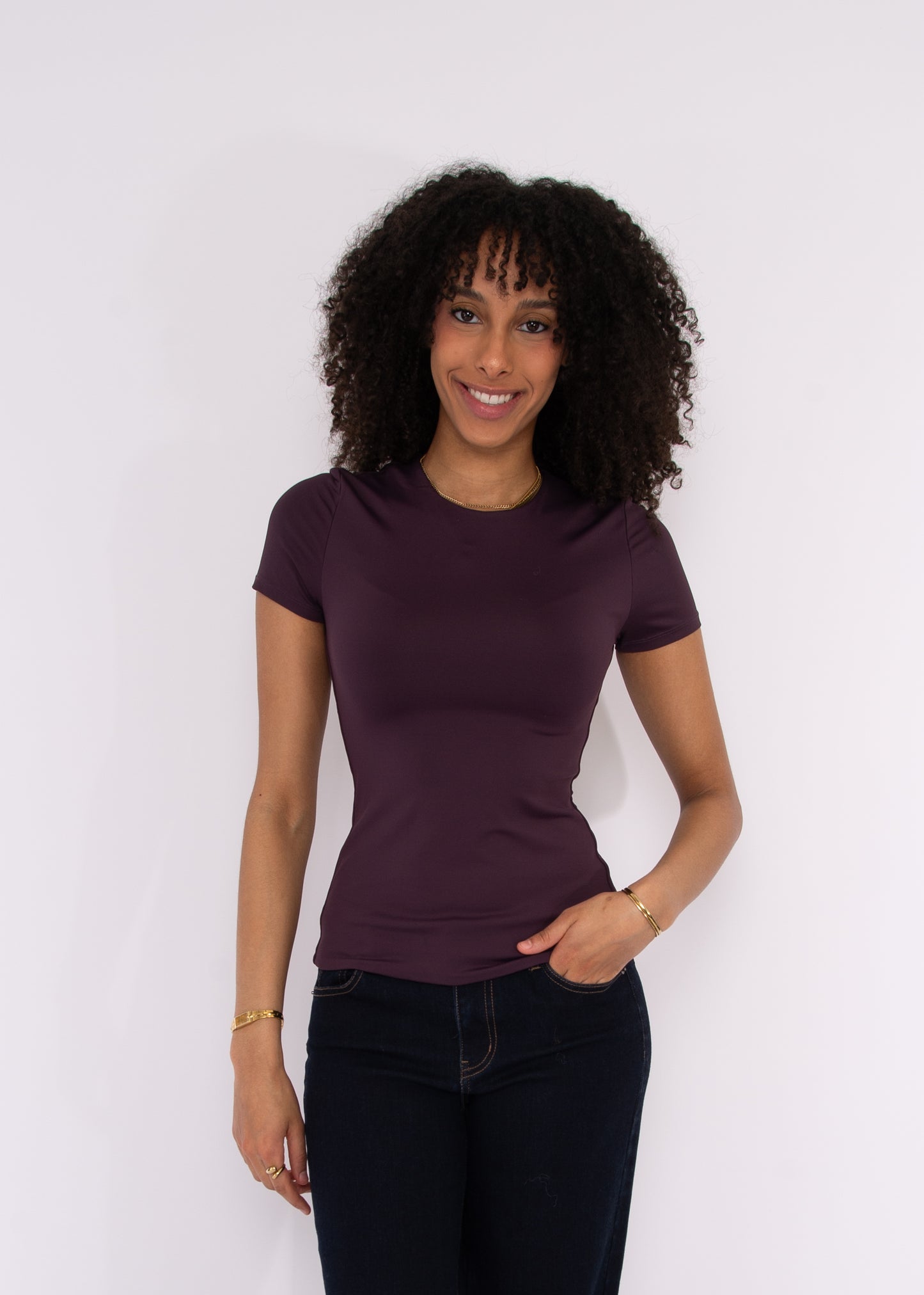ROXI 23 SHORT SLEEVE TOP - DEEP PLUM