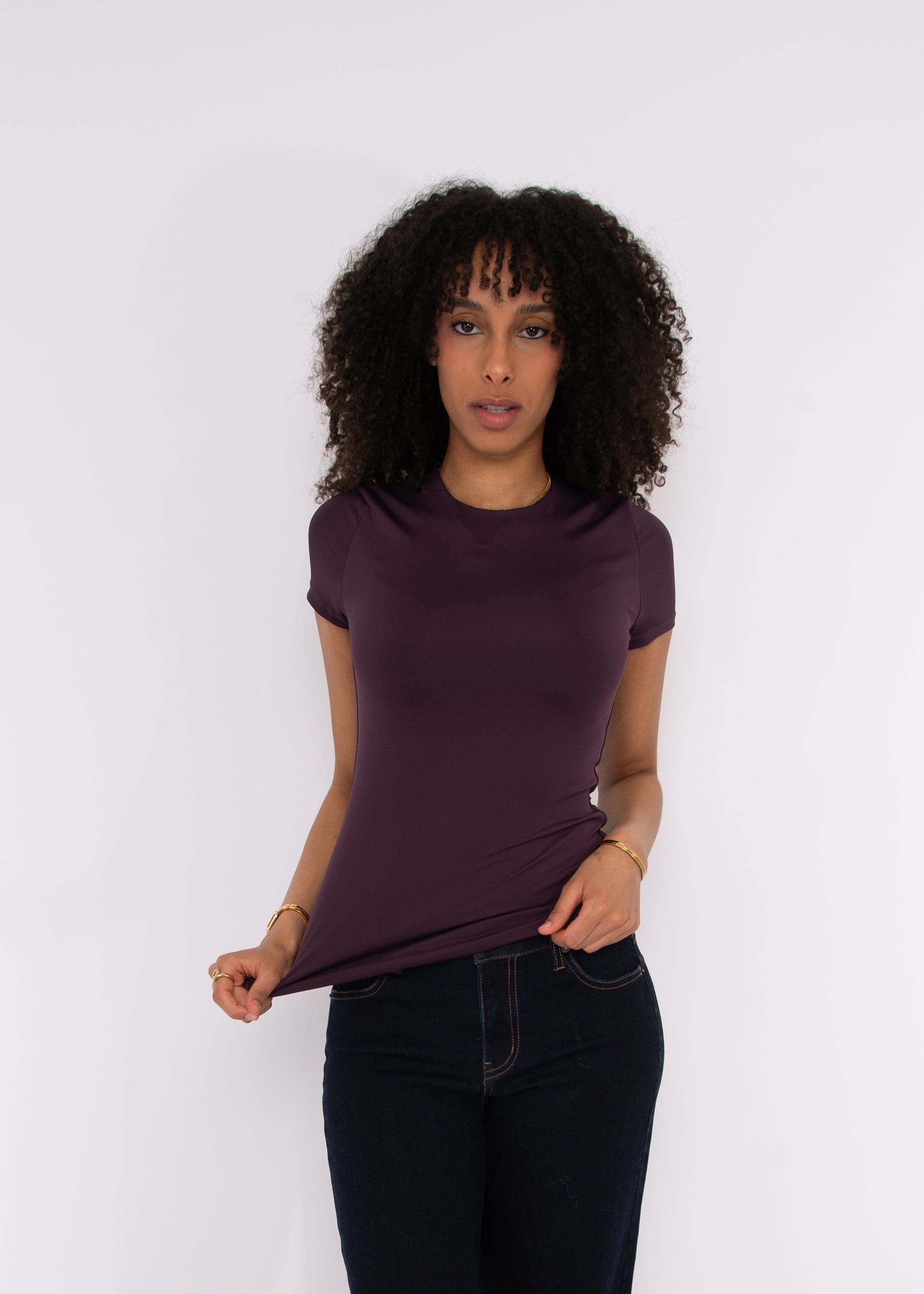ROXI 23 SHORT SLEEVE TOP - DEEP PLUM