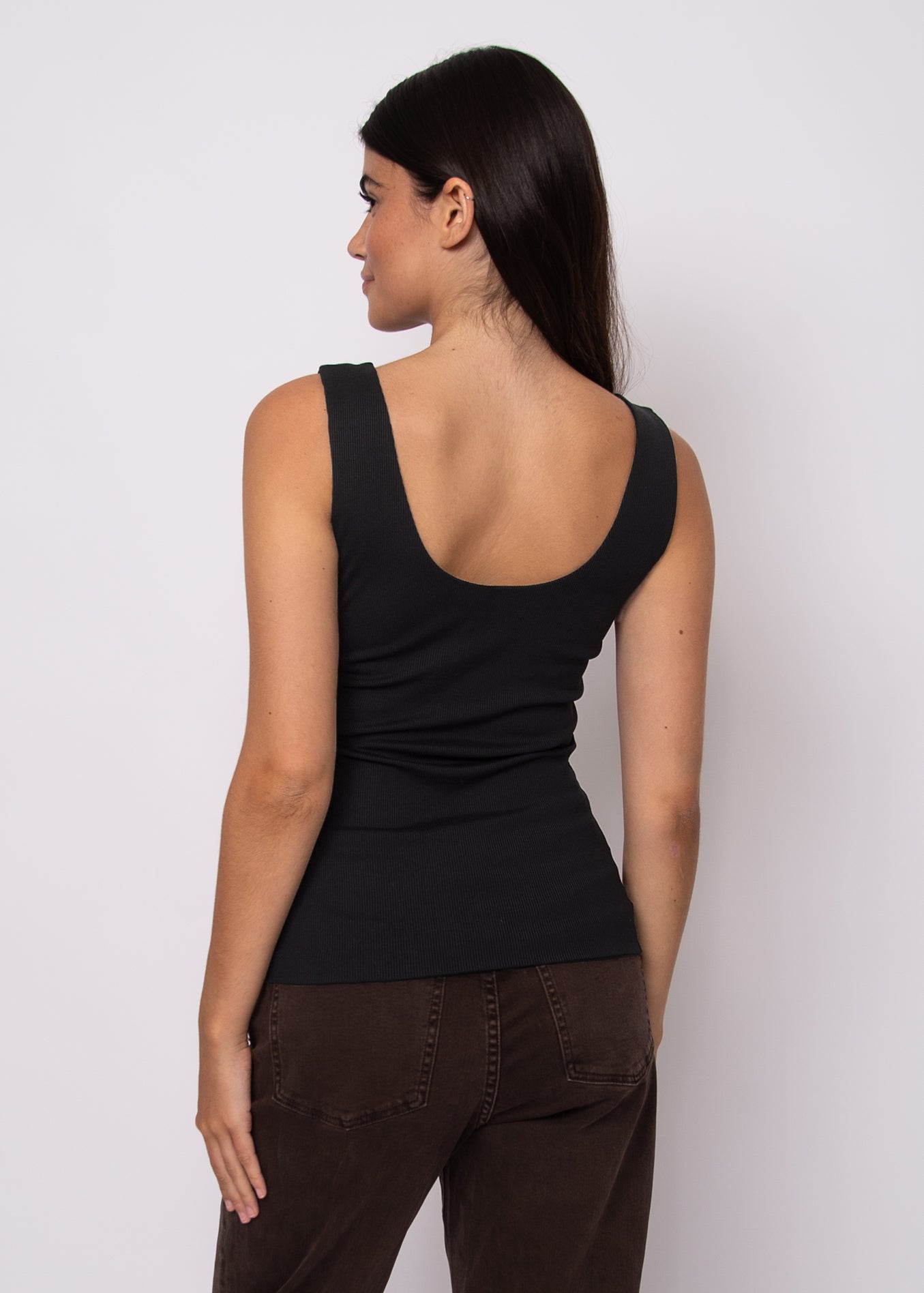 TANITH RIB TANK TOP - BLACK