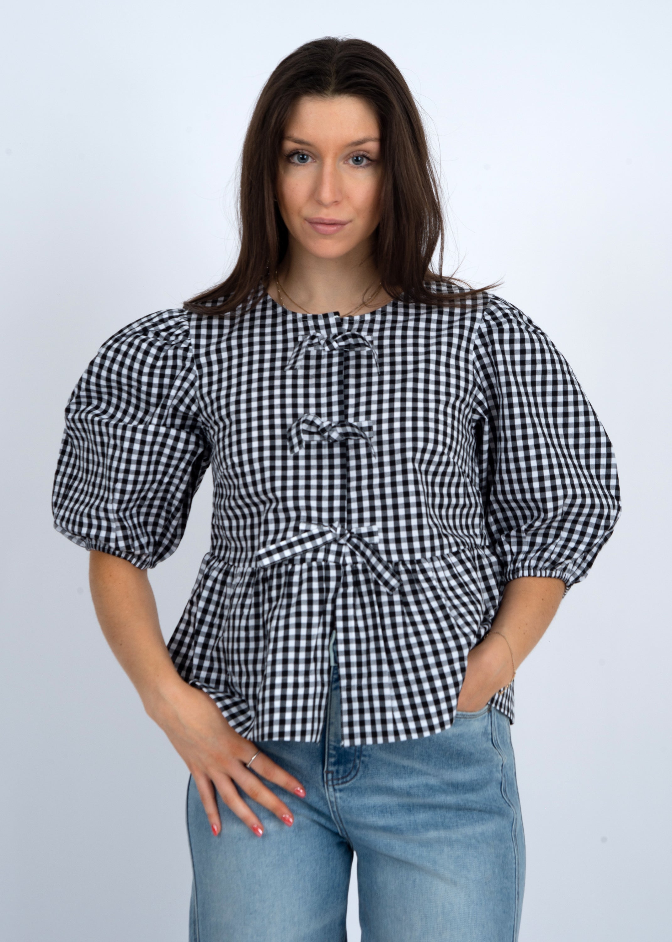 TALLY PEPLUM TOP - BLACK