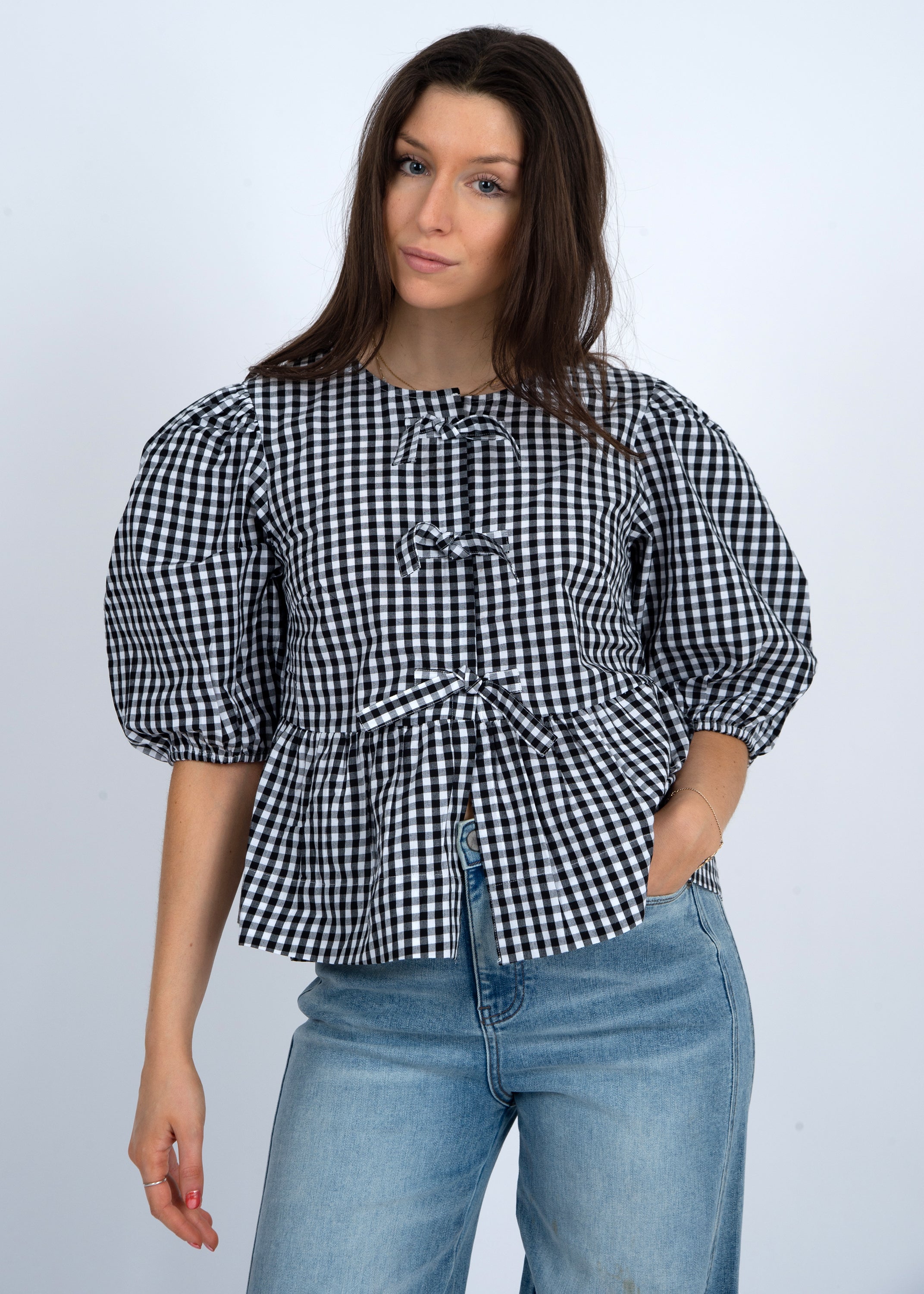 TALLY PEPLUM TOP - BLACK