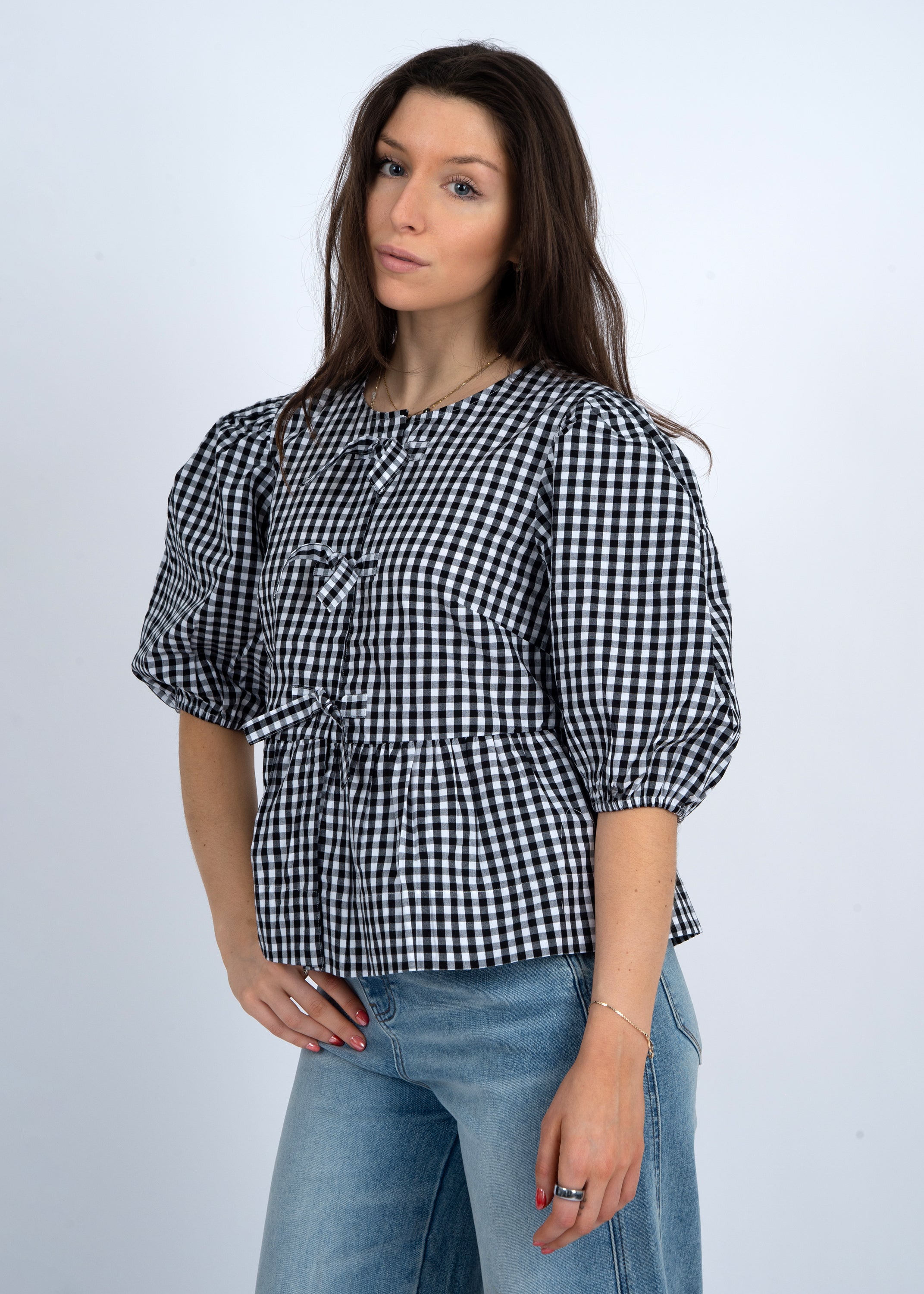TALLY PEPLUM TOP - BLACK