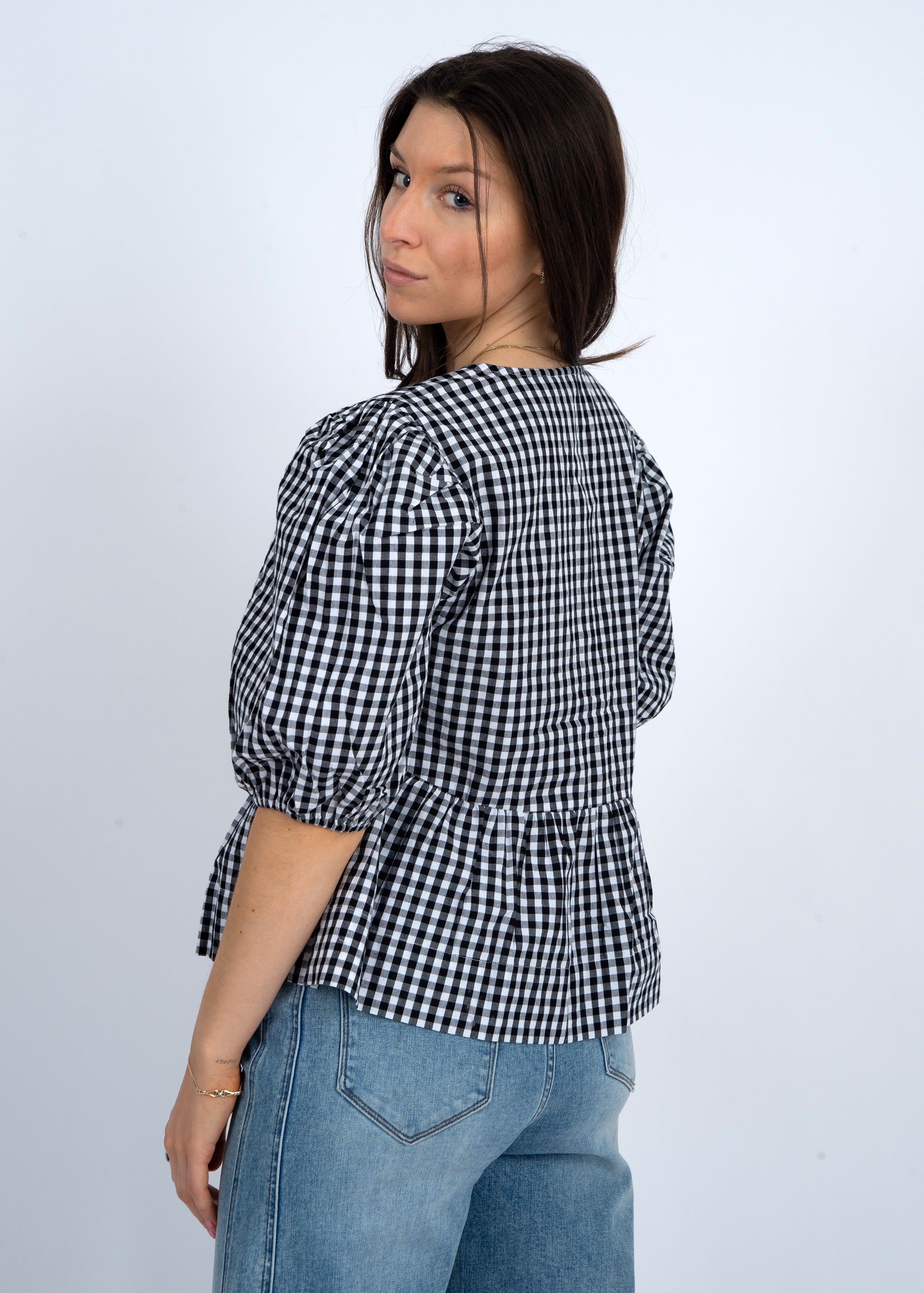 TALLY PEPLUM TOP - BLACK