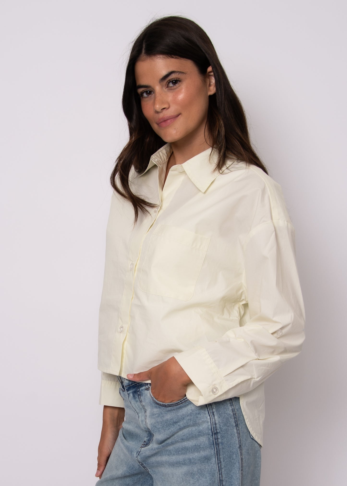 KERWIN STRIPED POPLIN TOP - light lime
