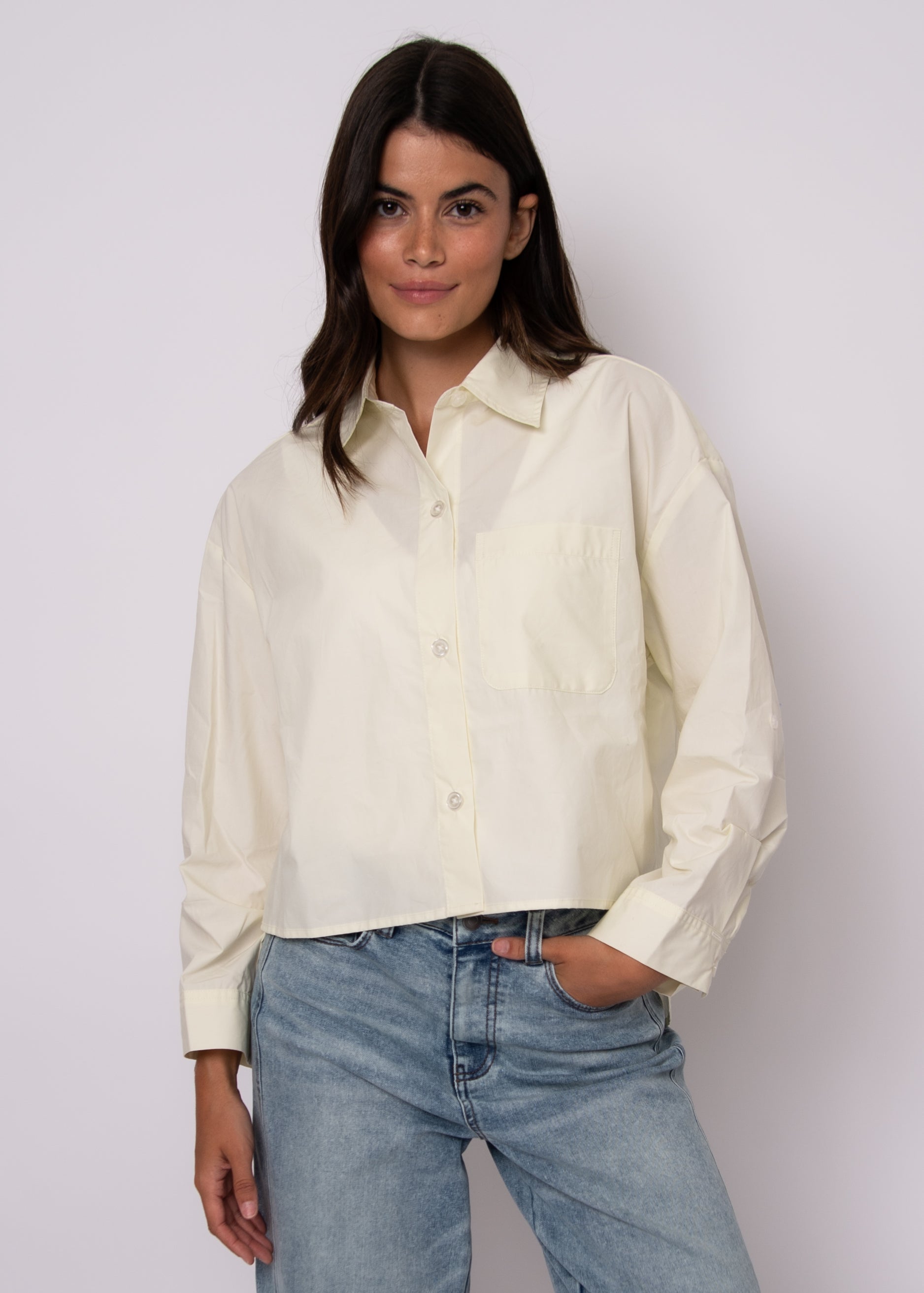 KERWIN STRIPED POPLIN TOP - light lime