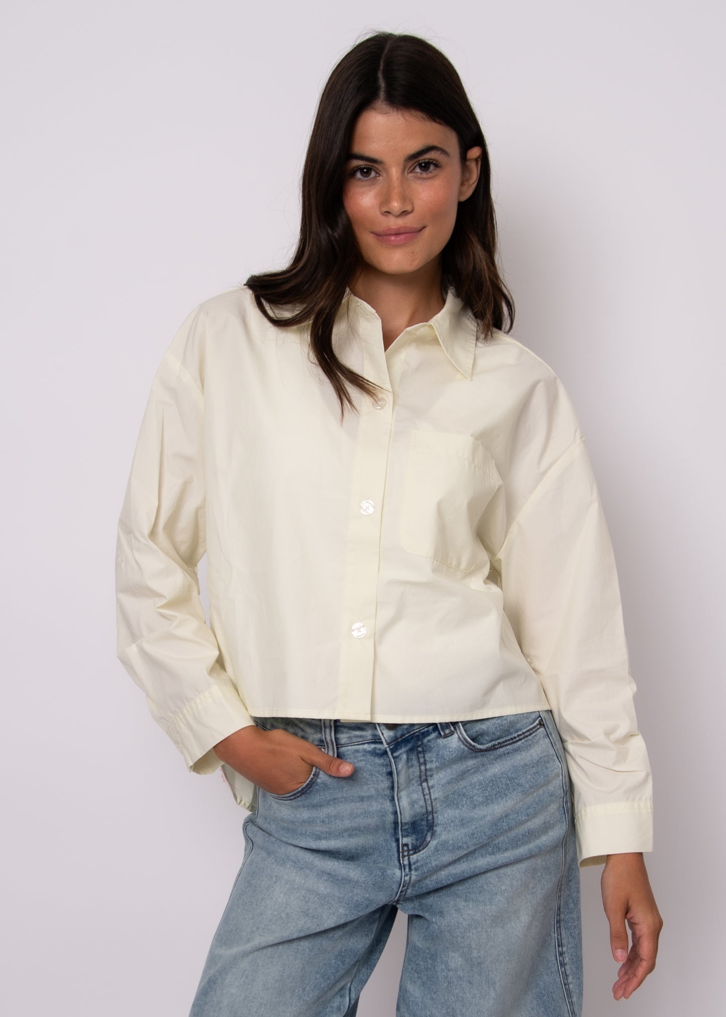 KERWIN STRIPED POPLIN TOP - light lime