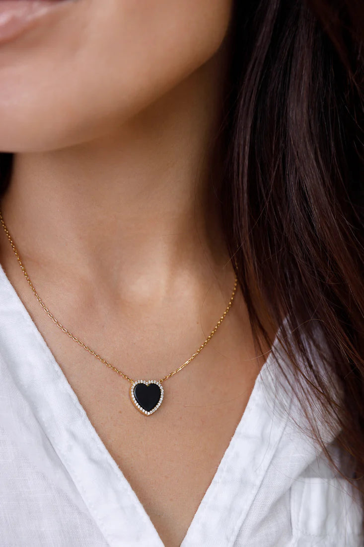 ENAMEL HEART NECKLACE (VARIOUS COLOURS)