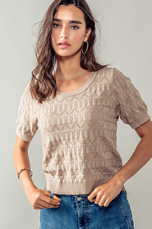 GEO CHIC TOP - MOCHA