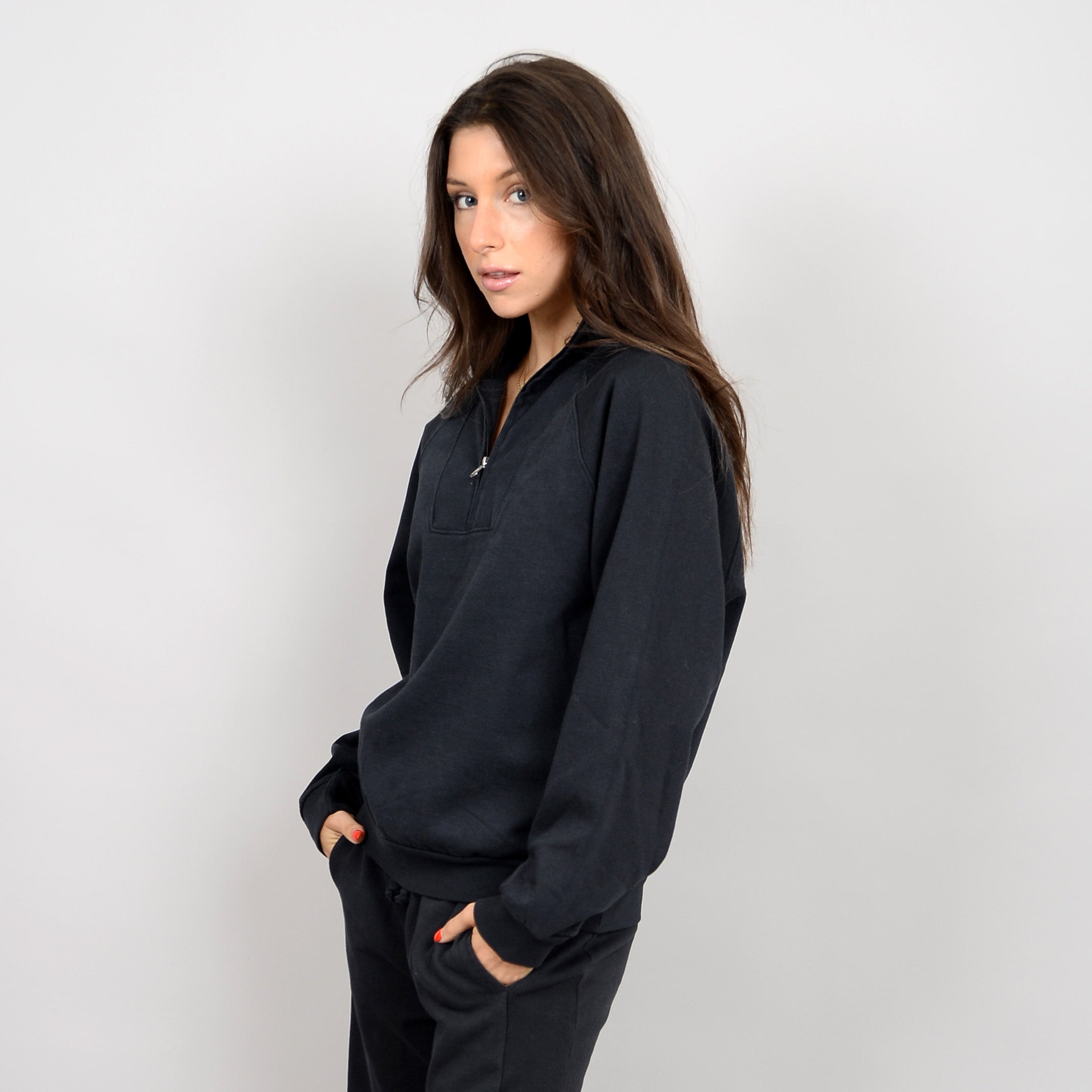 MAURICA HALF ZIP SWEATER - VINTAGE BLACK