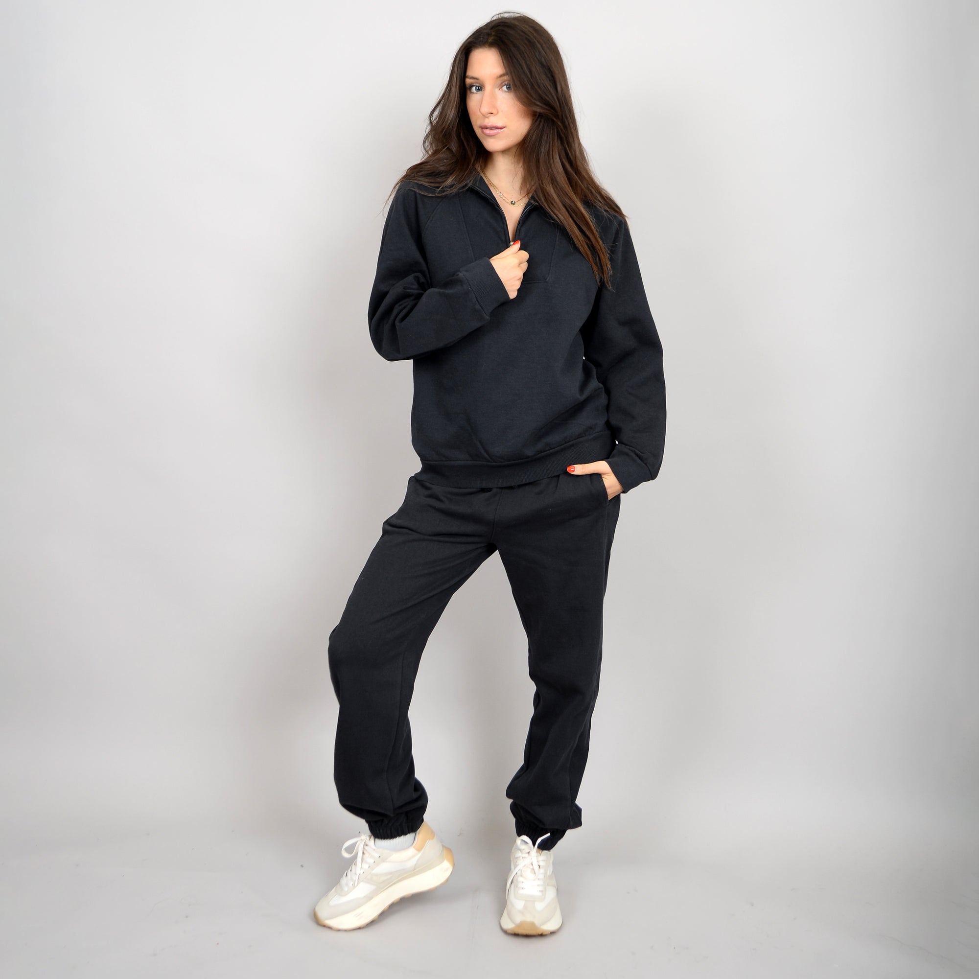 MAURICA HALF ZIP SWEATER VINTAGE BLACK White Cherry Boutique