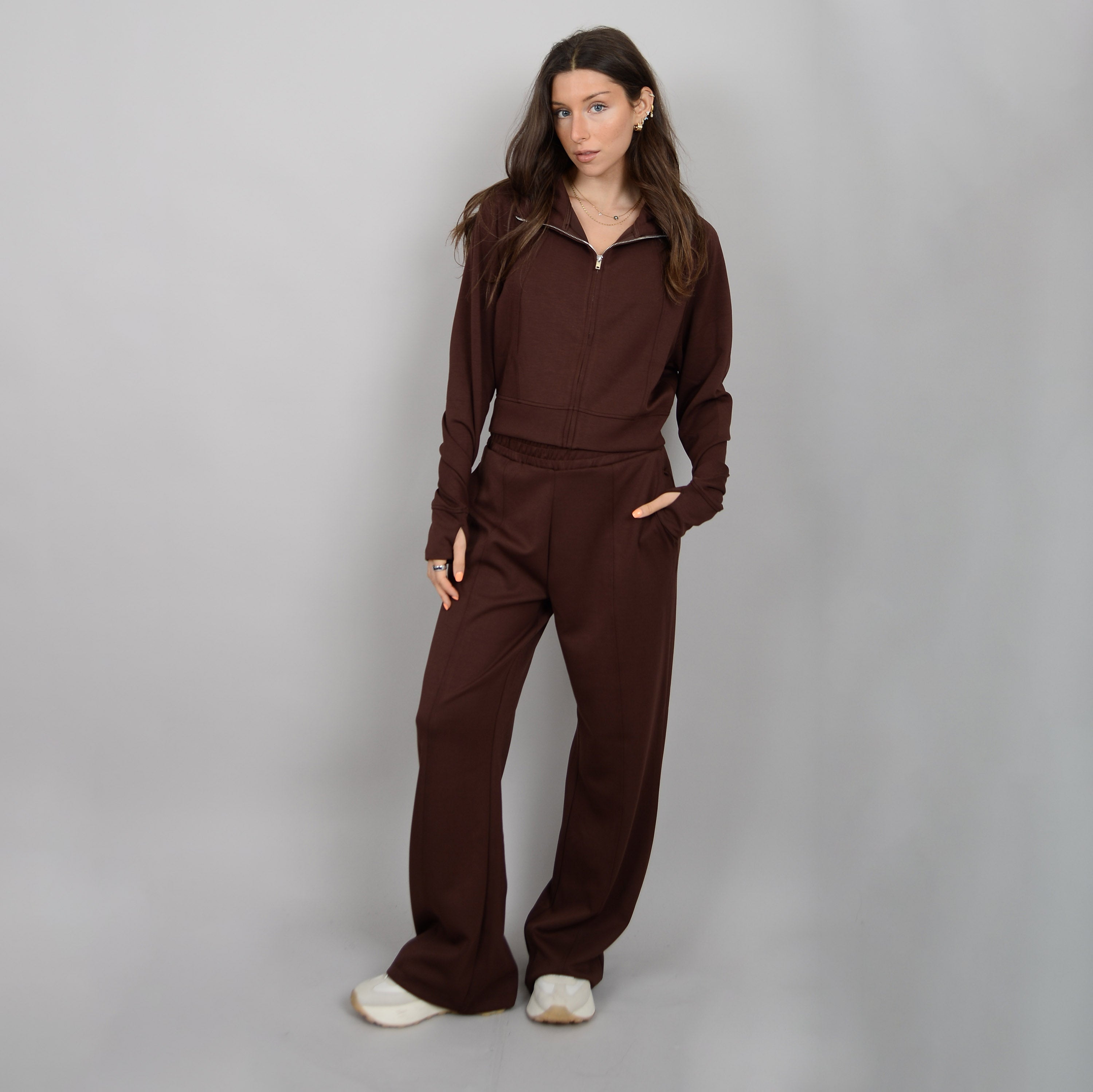 POLINE KNIT PINTUCK PANT - CHOCOLATE