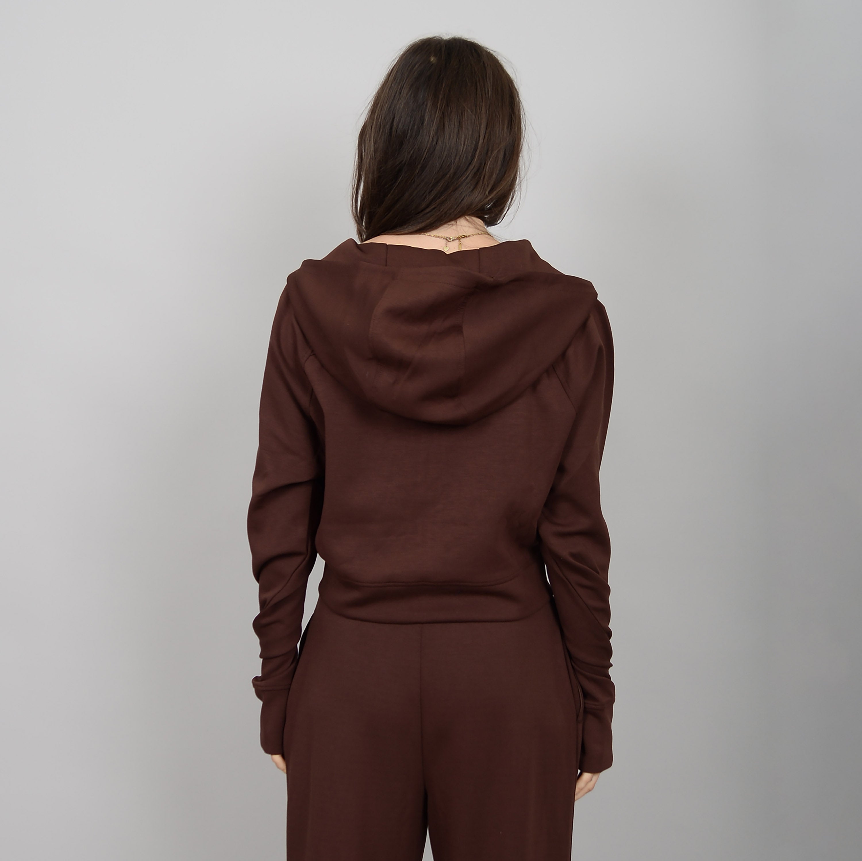 MAYA KNIT ZIP HOODIE - CHOCOLATE