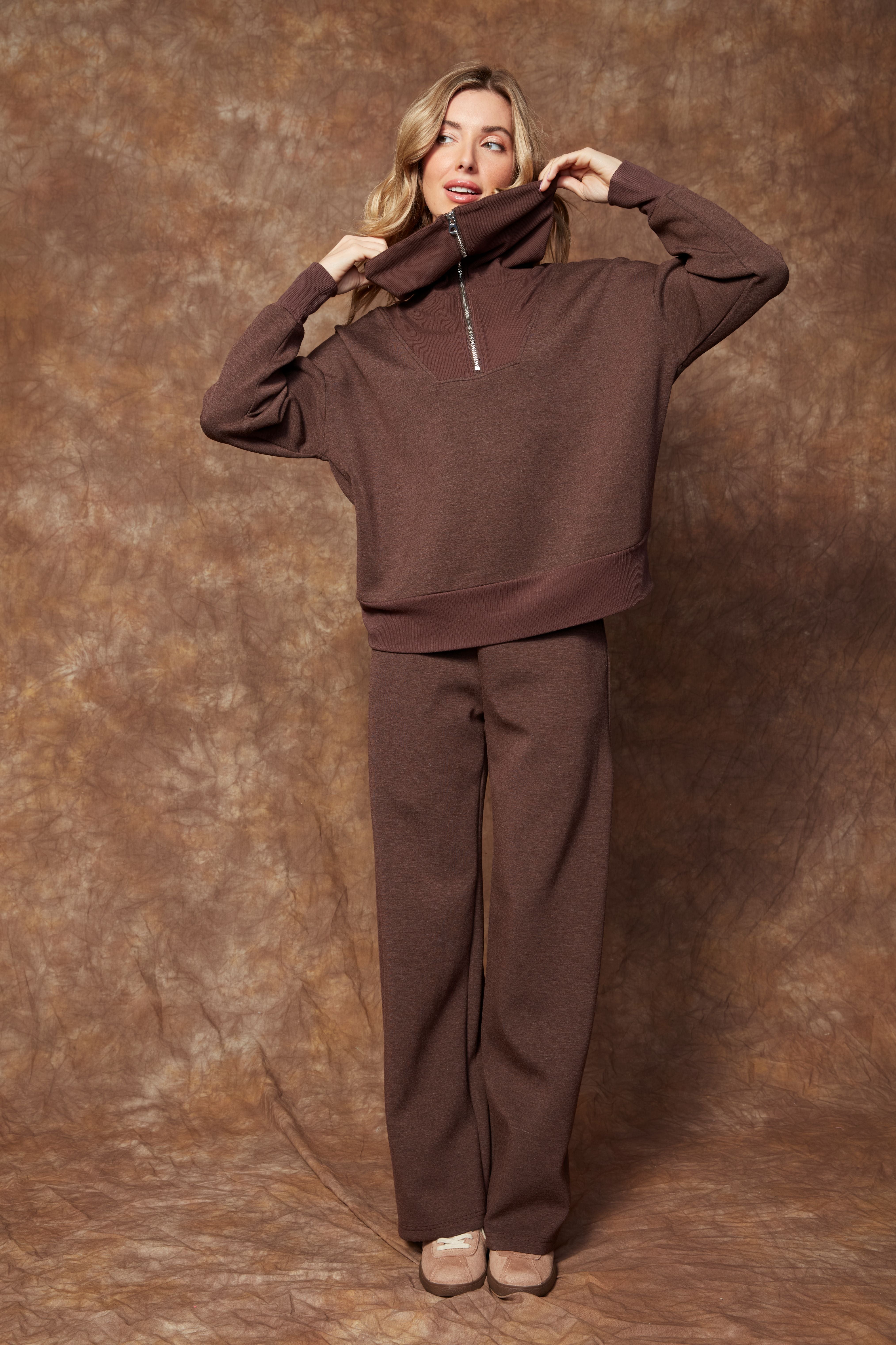 VICTORIA STRAIGHT LEG PANT - UMBER MELANGE