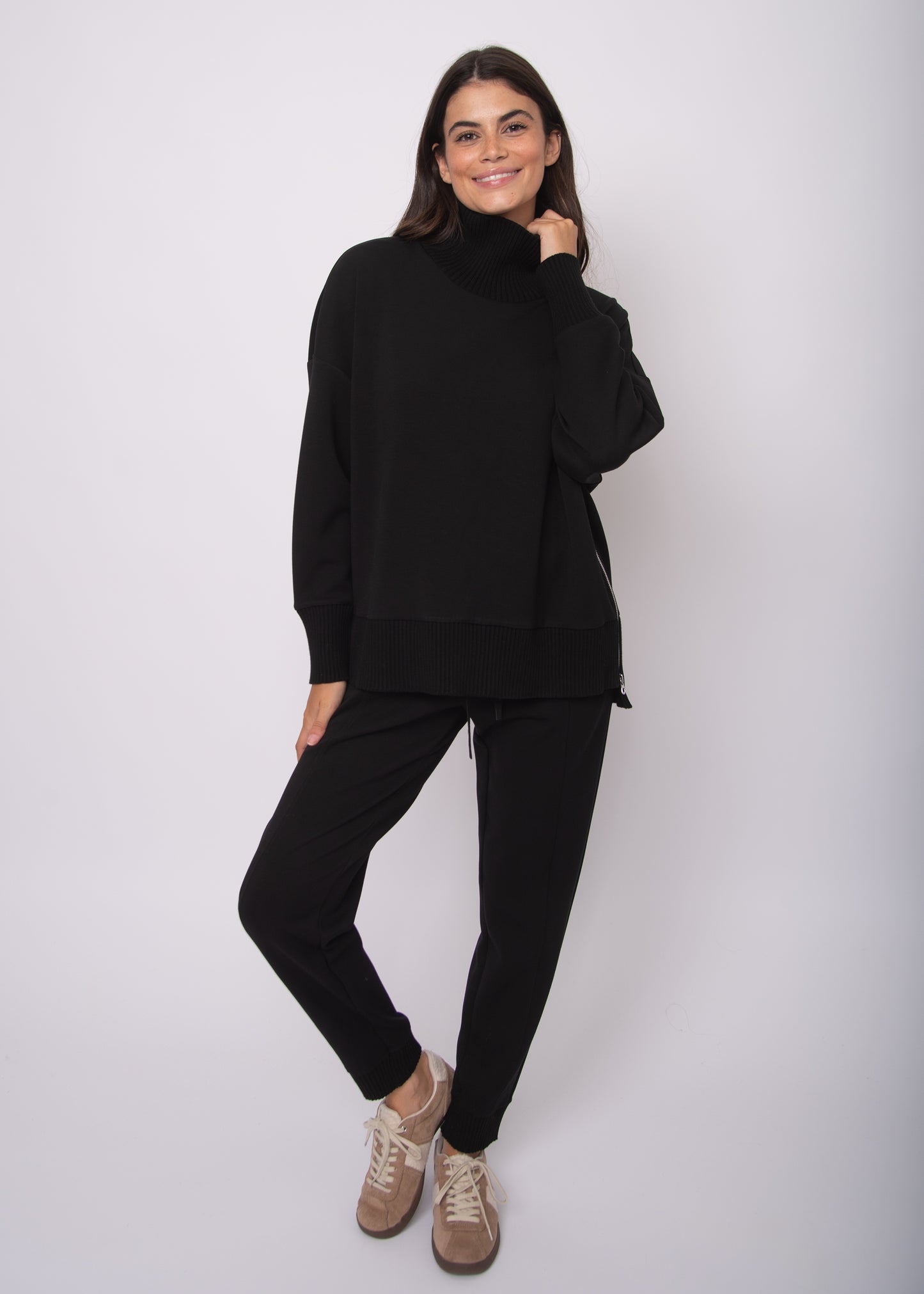 JOSELLE SOFT KNIT RIB JOGGERS - BLACK