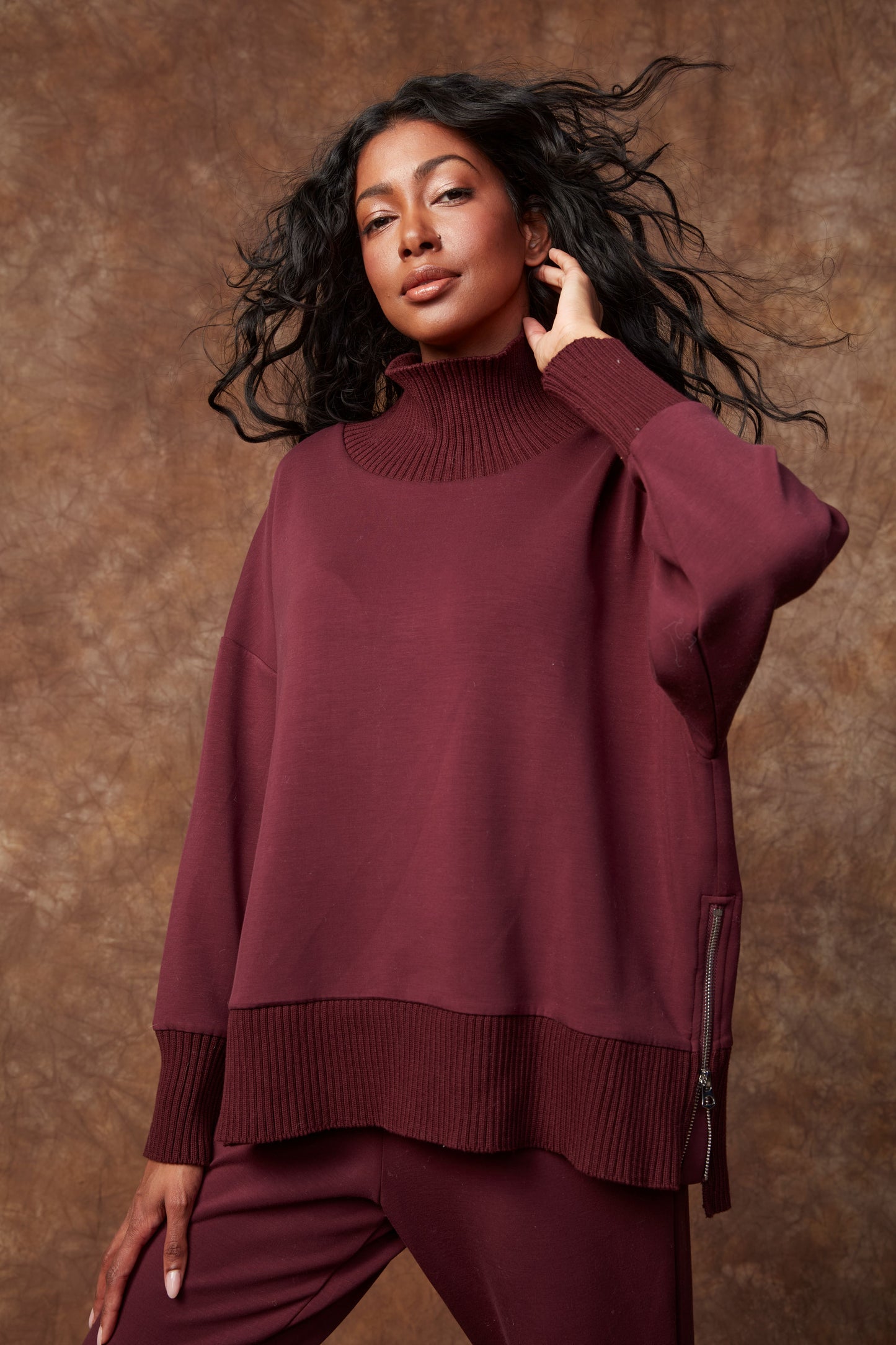 KATELYN SOFT KNIT SWEATER - PRUNE