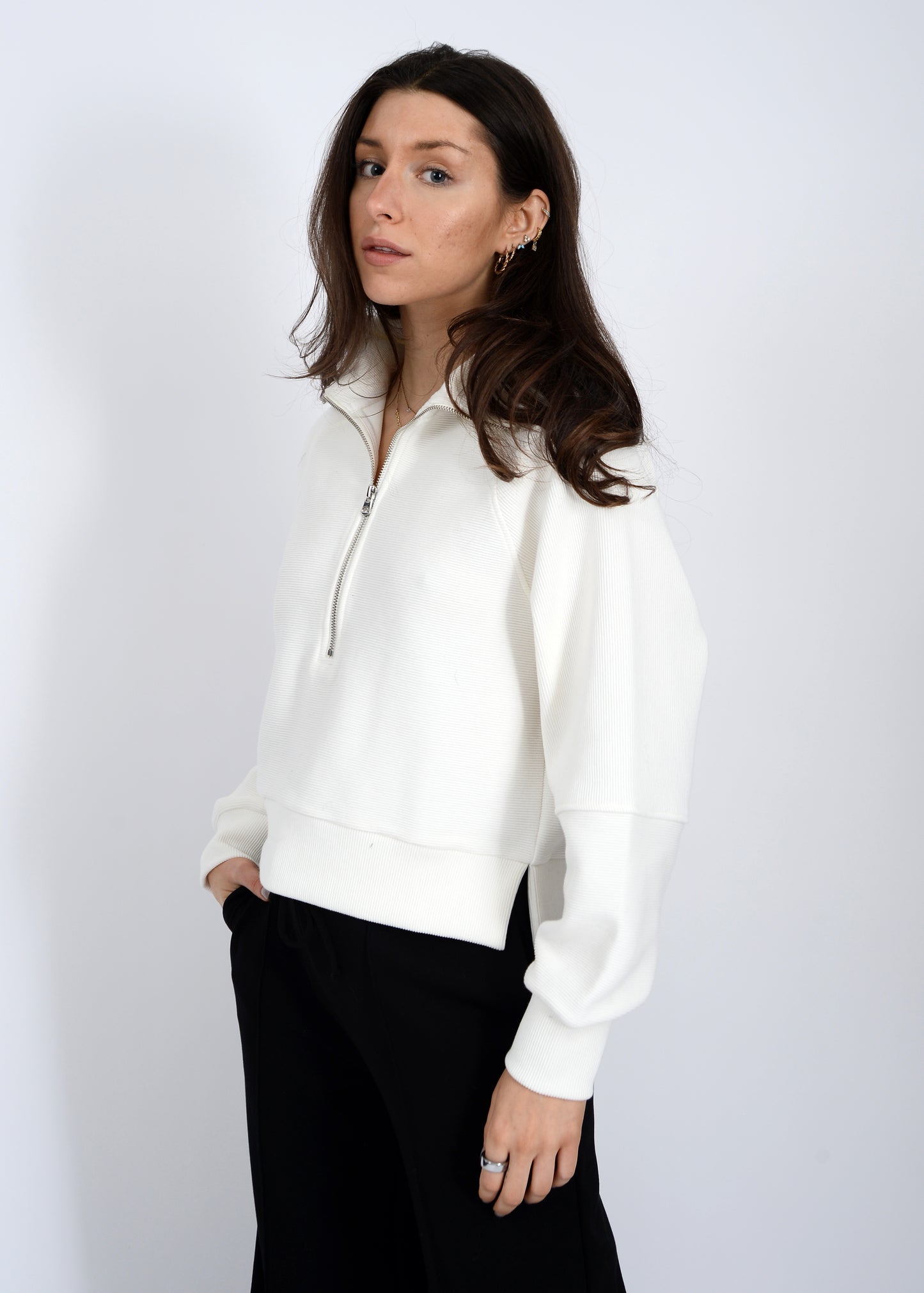 MIU HALF ZIP SWEATER
