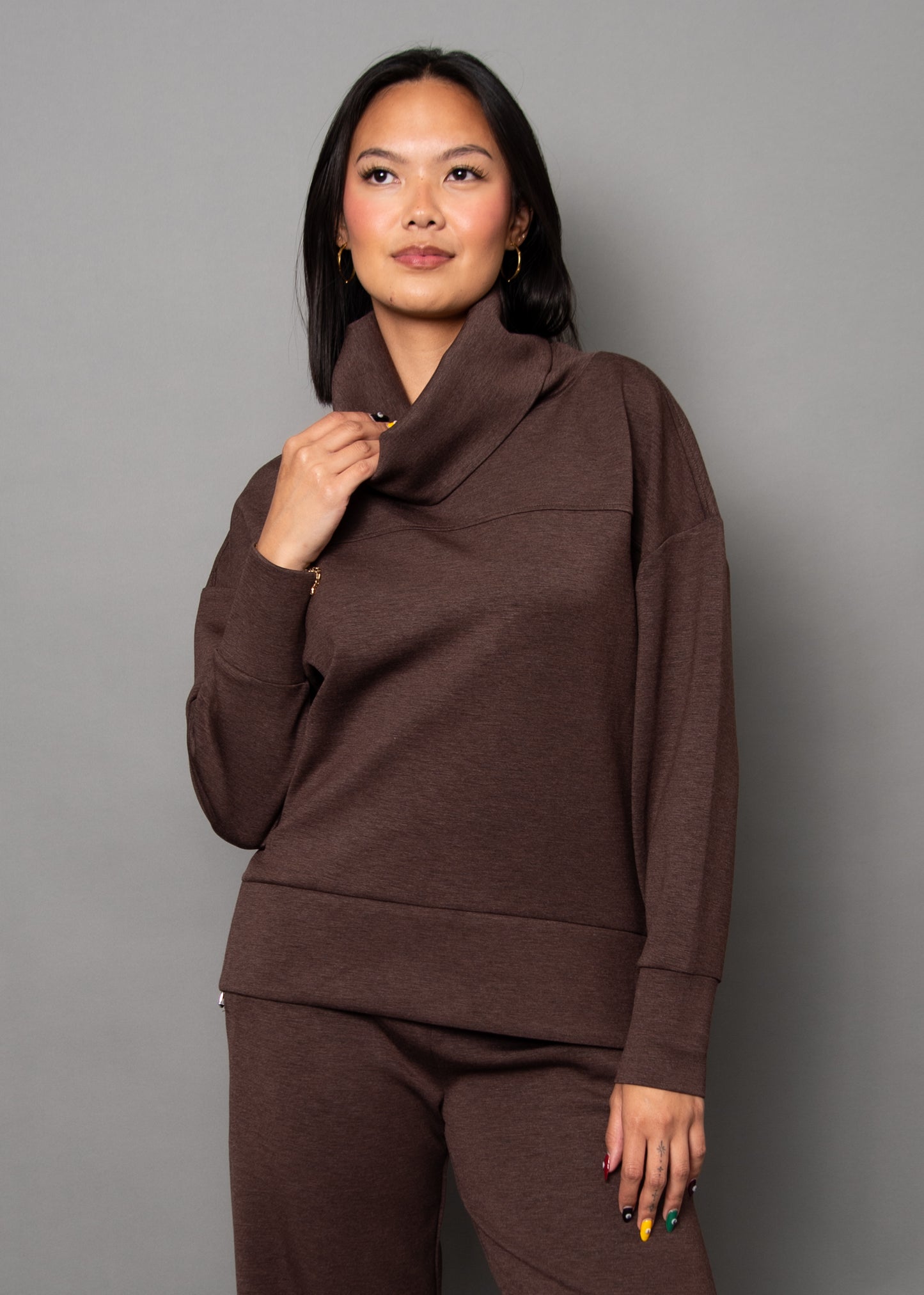 FILLANA COLLAR SWEATER - UMBER MELANGE