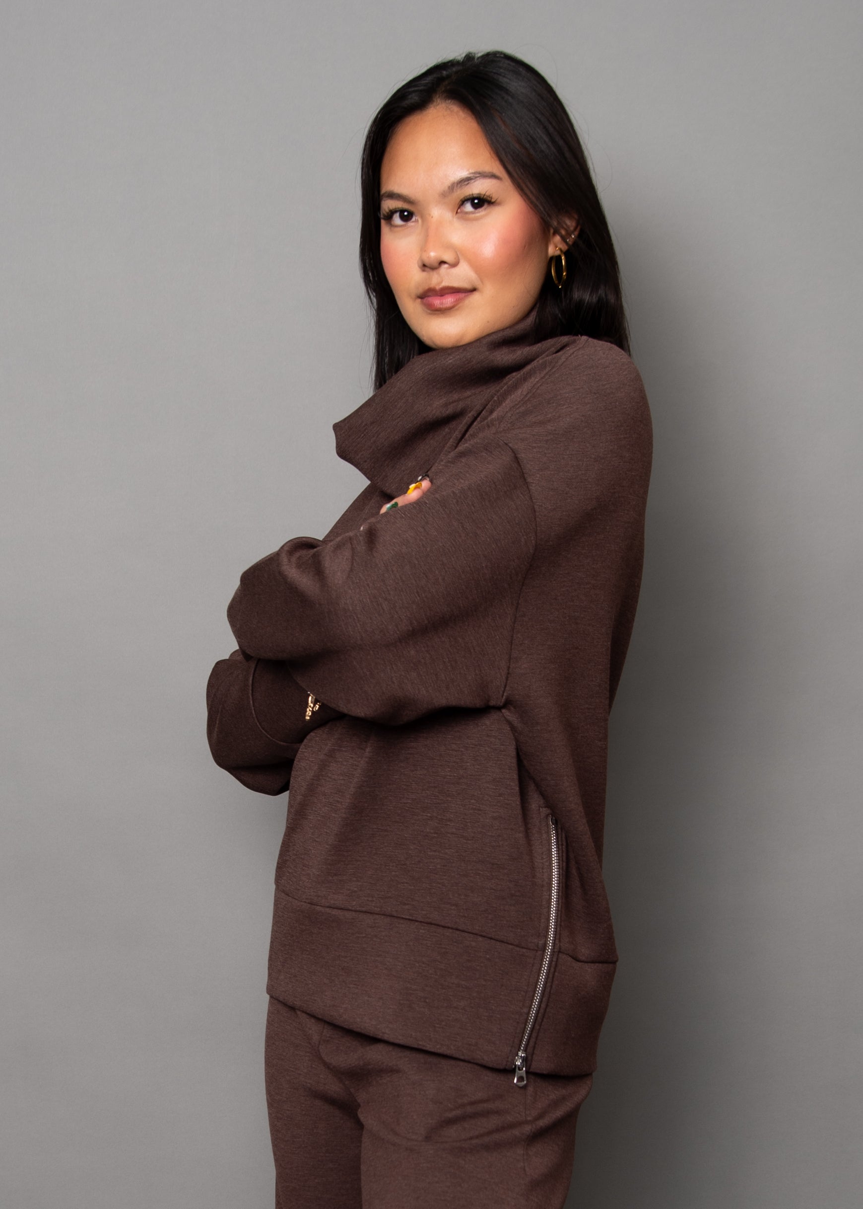 FILLANA COLLAR SWEATER - UMBER MELANGE