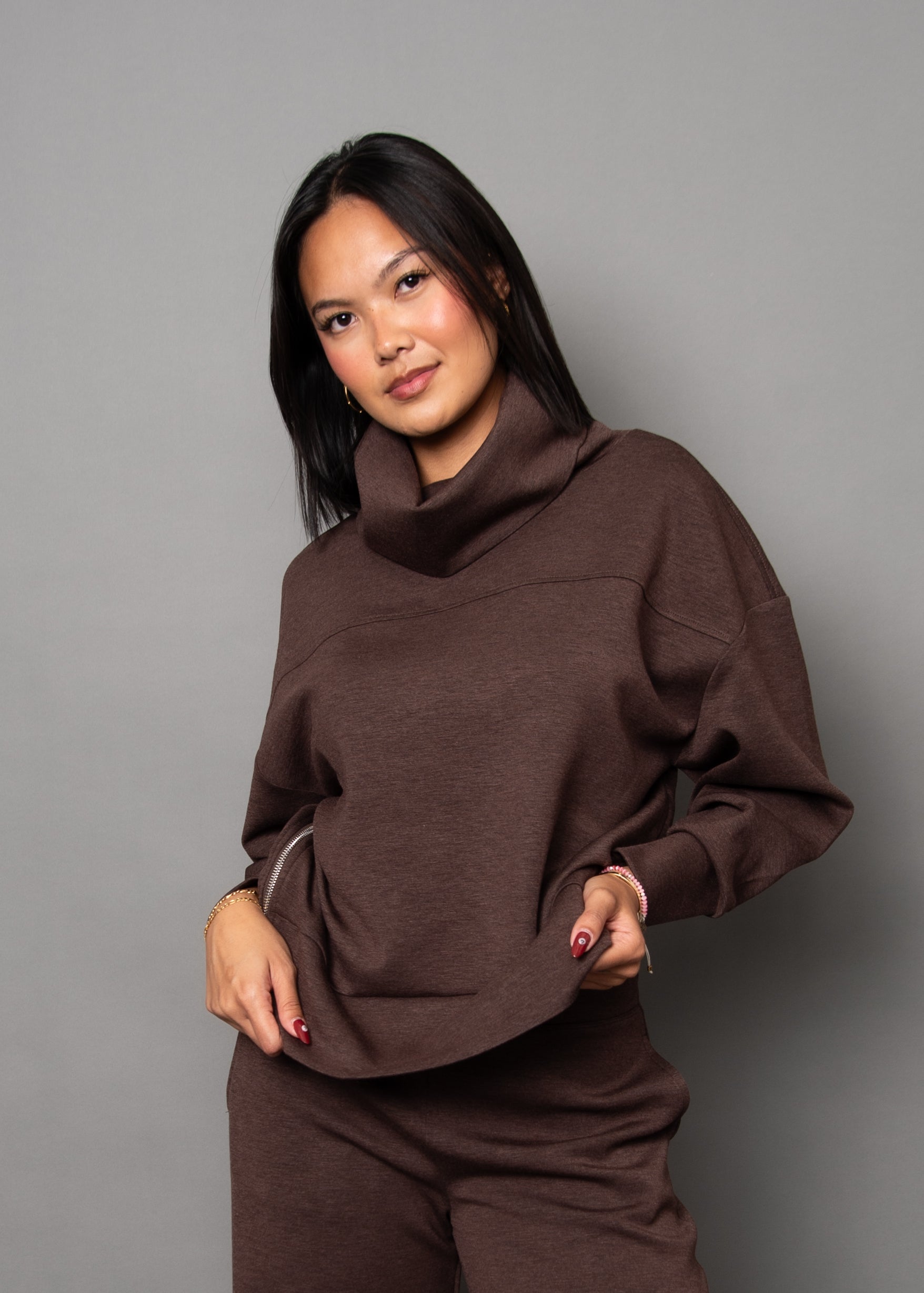 FILLANA COLLAR SWEATER - UMBER MELANGE