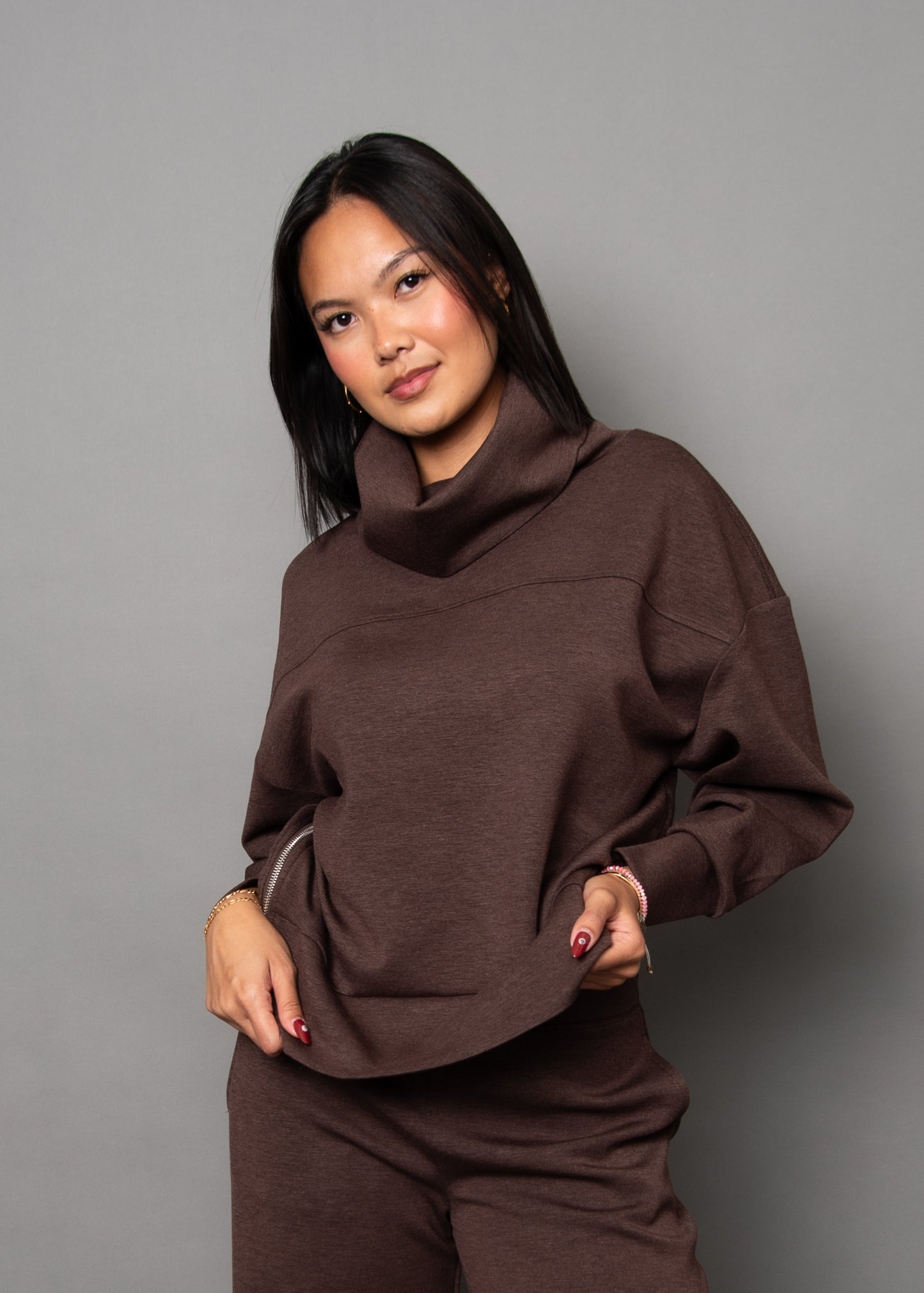 FILLANA COLLAR SWEATER - UMBER MELANGE